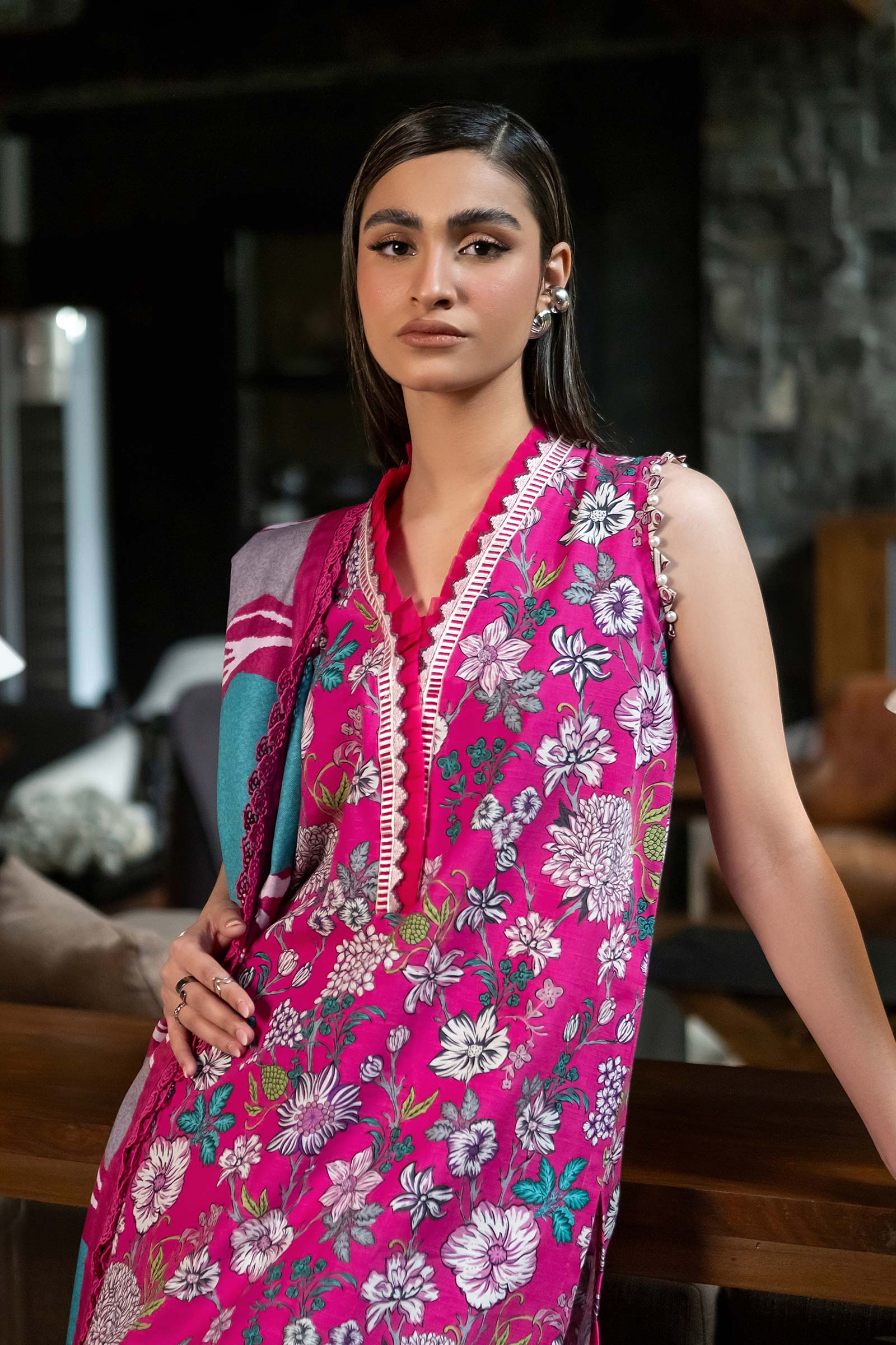 3 Pc Unstitched Printed Khaddar Suit | 504-A - Image 3