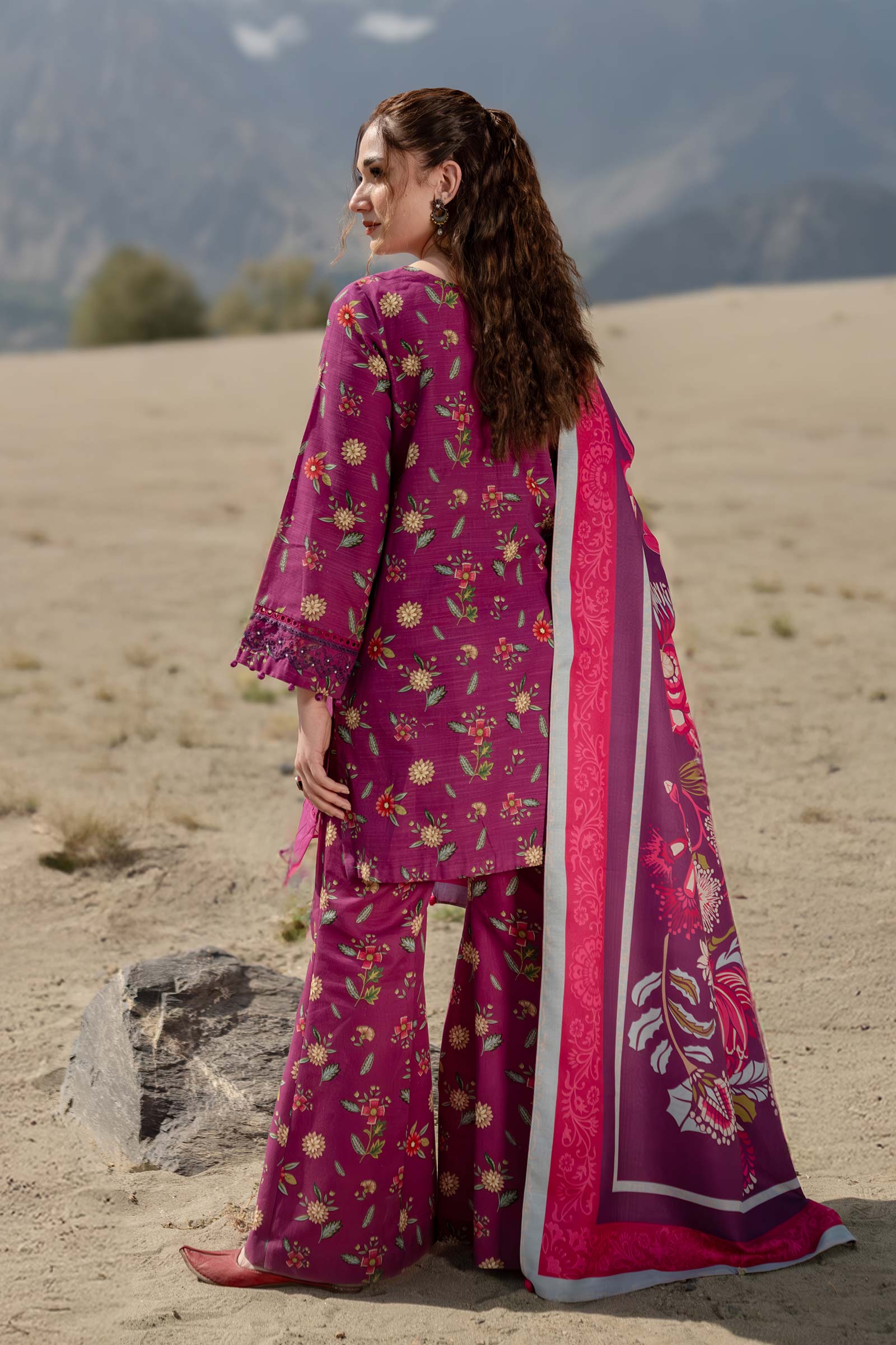 3 Pc Unstitched Printed Khaddar Suit | 505-A - Image 6