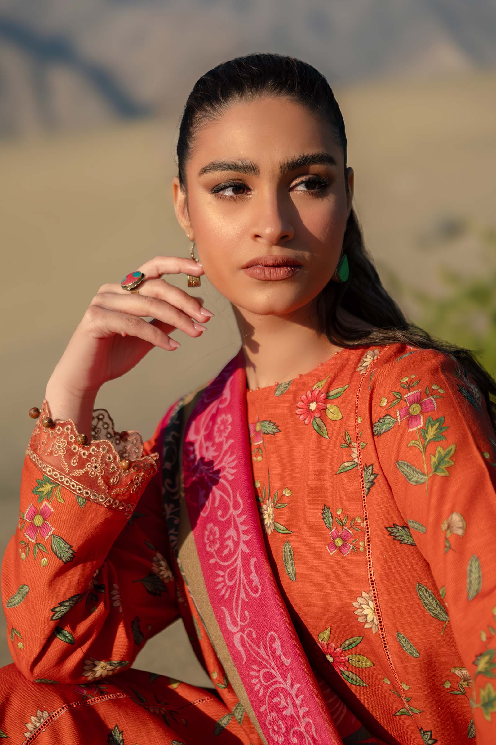 3 Pc Unstitched Printed Khaddar Suit | 505-B - Image 2