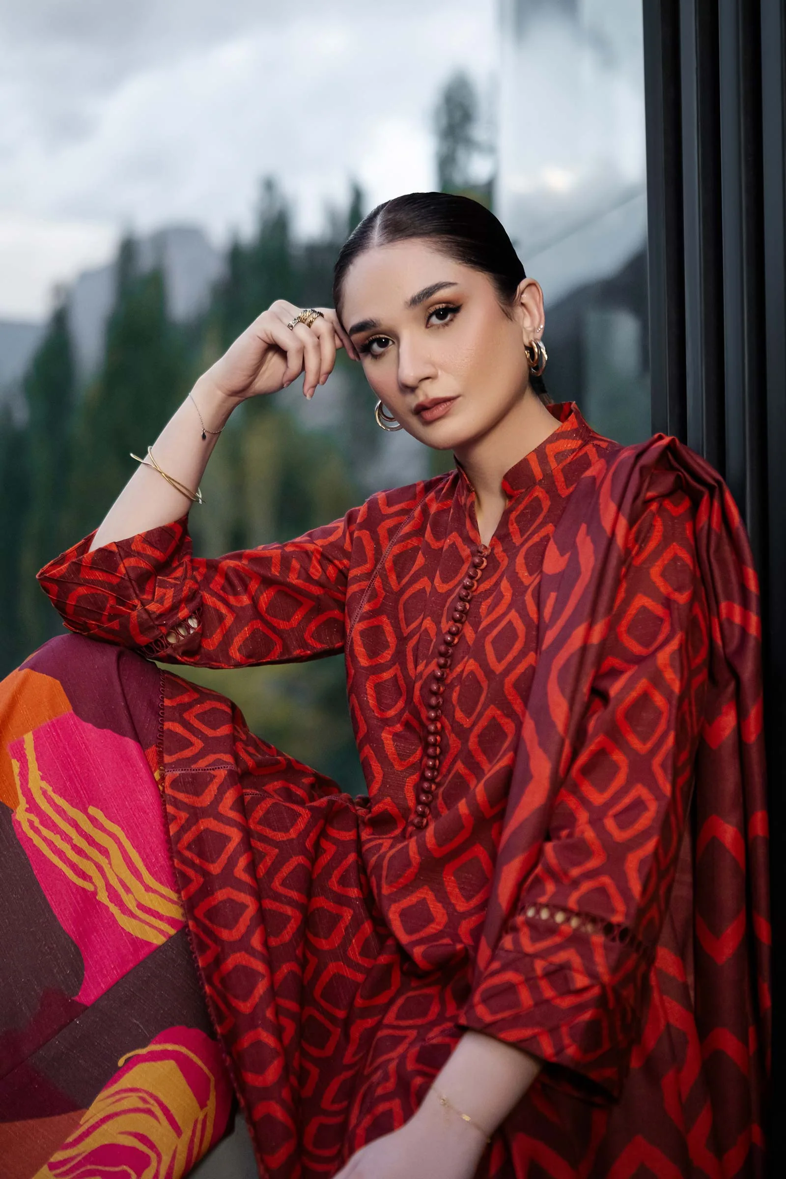 3 Pc Unstitched Printed Khaddar Suit | 506-B - Image 4