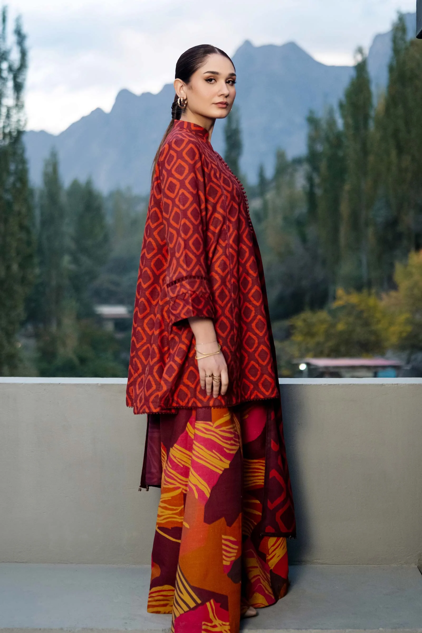 3 Pc Unstitched Printed Khaddar Suit | 506-B - Image 5