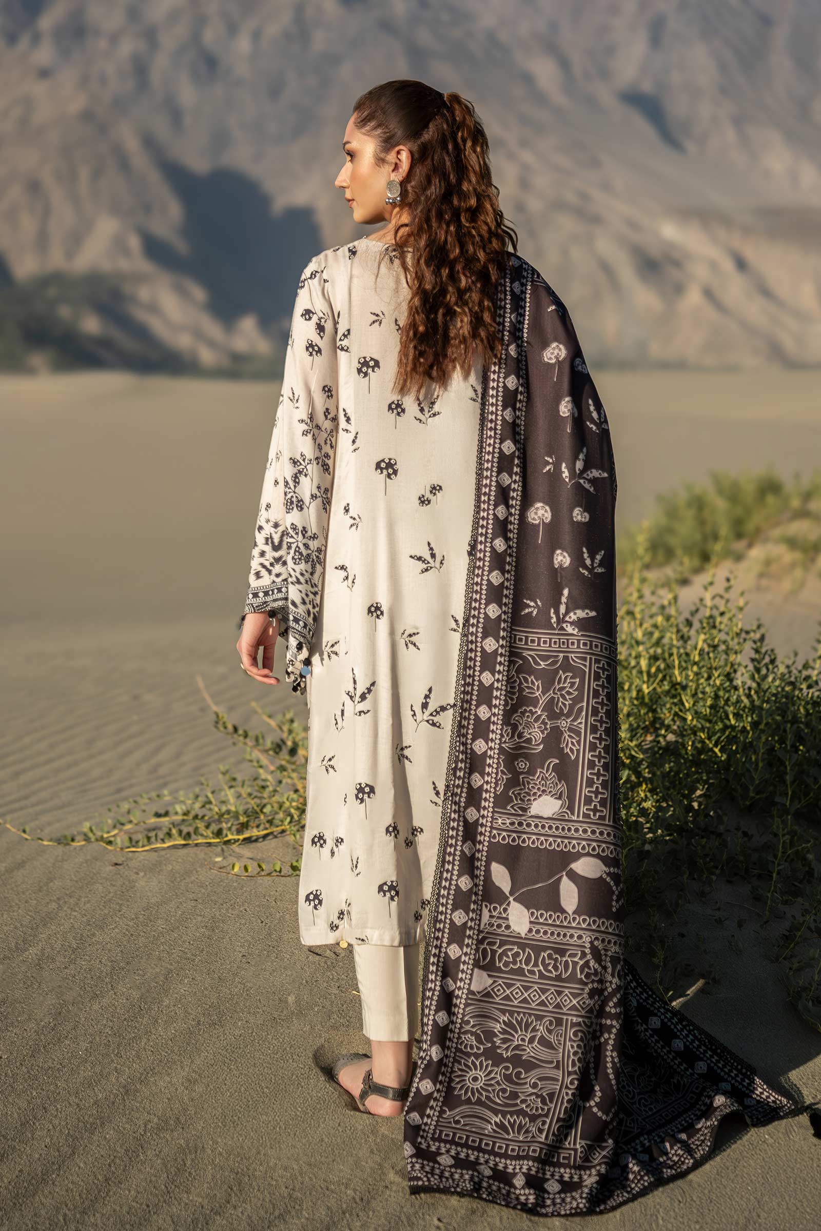 3 Pc Unstitched Printed Linen Suit | 507-A - Image 6