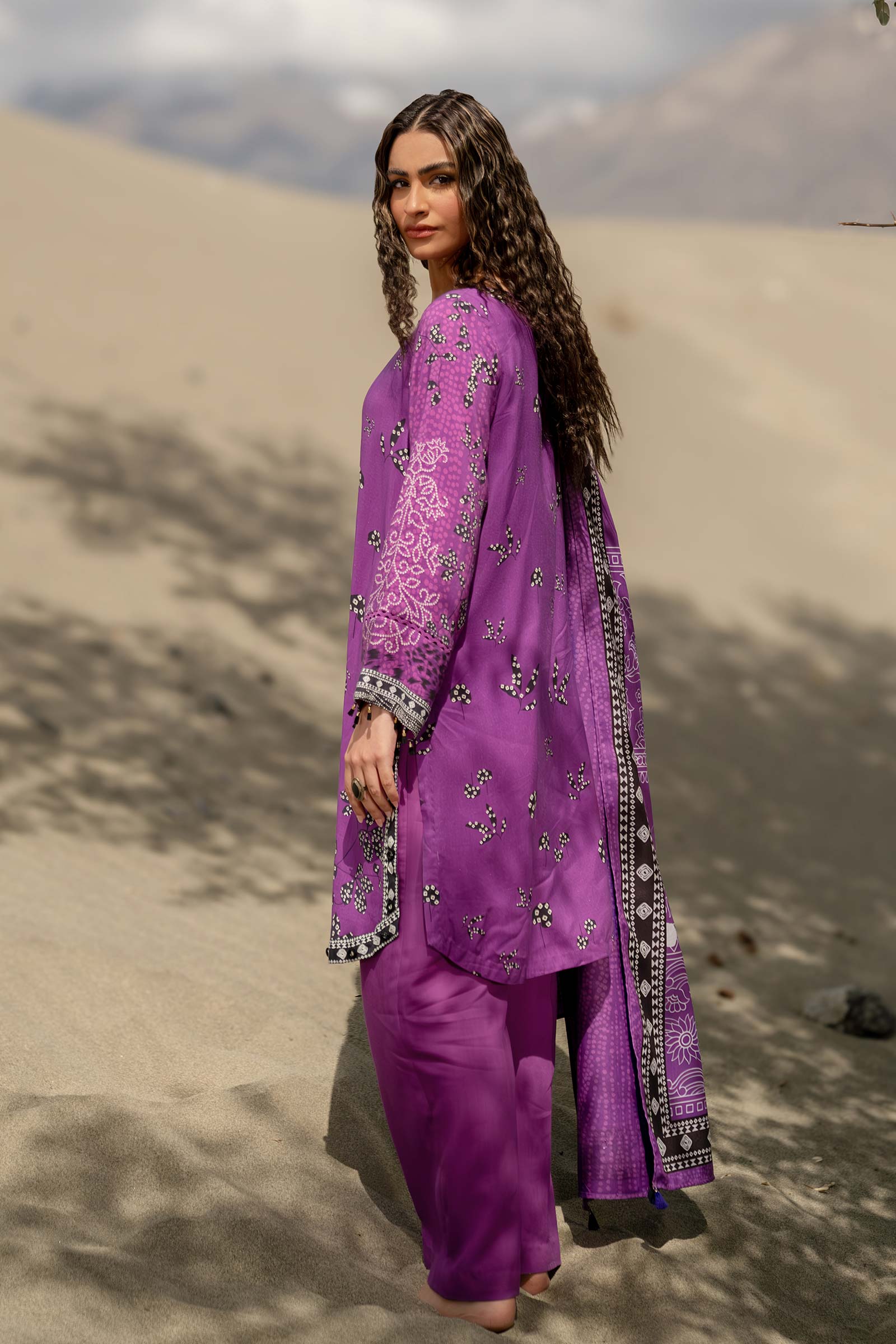 3 Pc Unstitched Printed Linen Suit | 507-B - Image 6