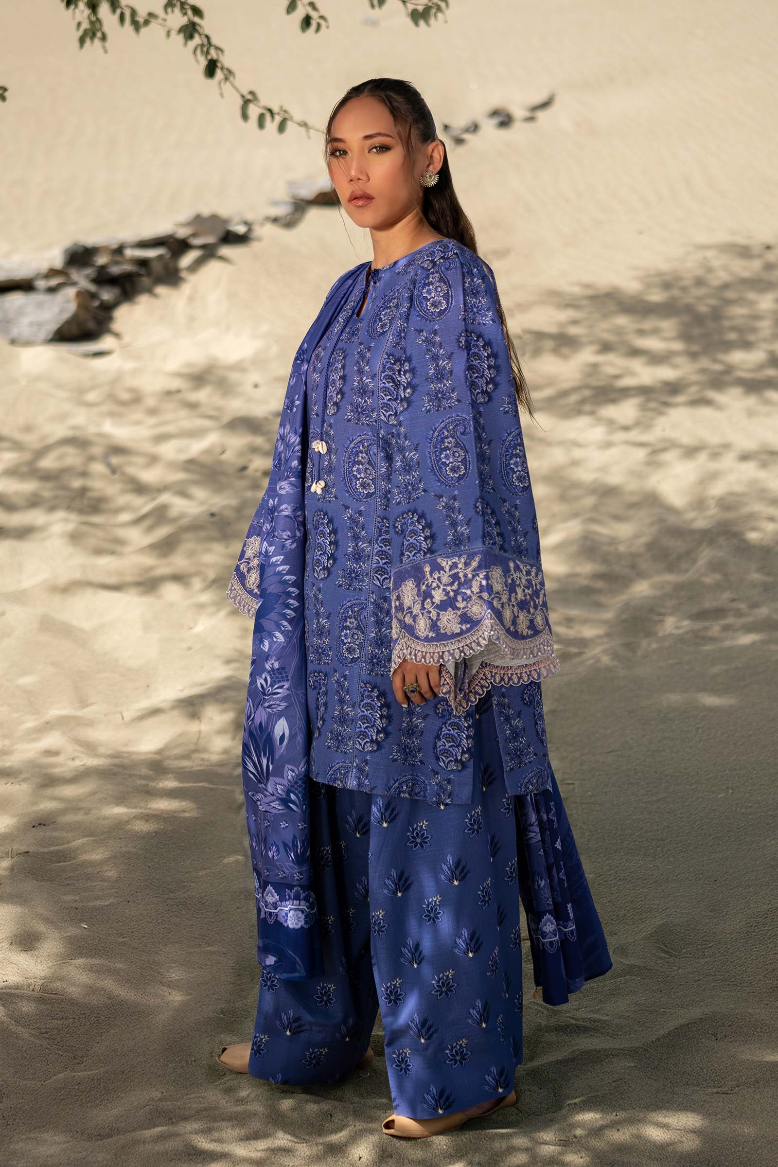3 Pc Unstitched Printed Khaddar Suit | 508-A - Image 5