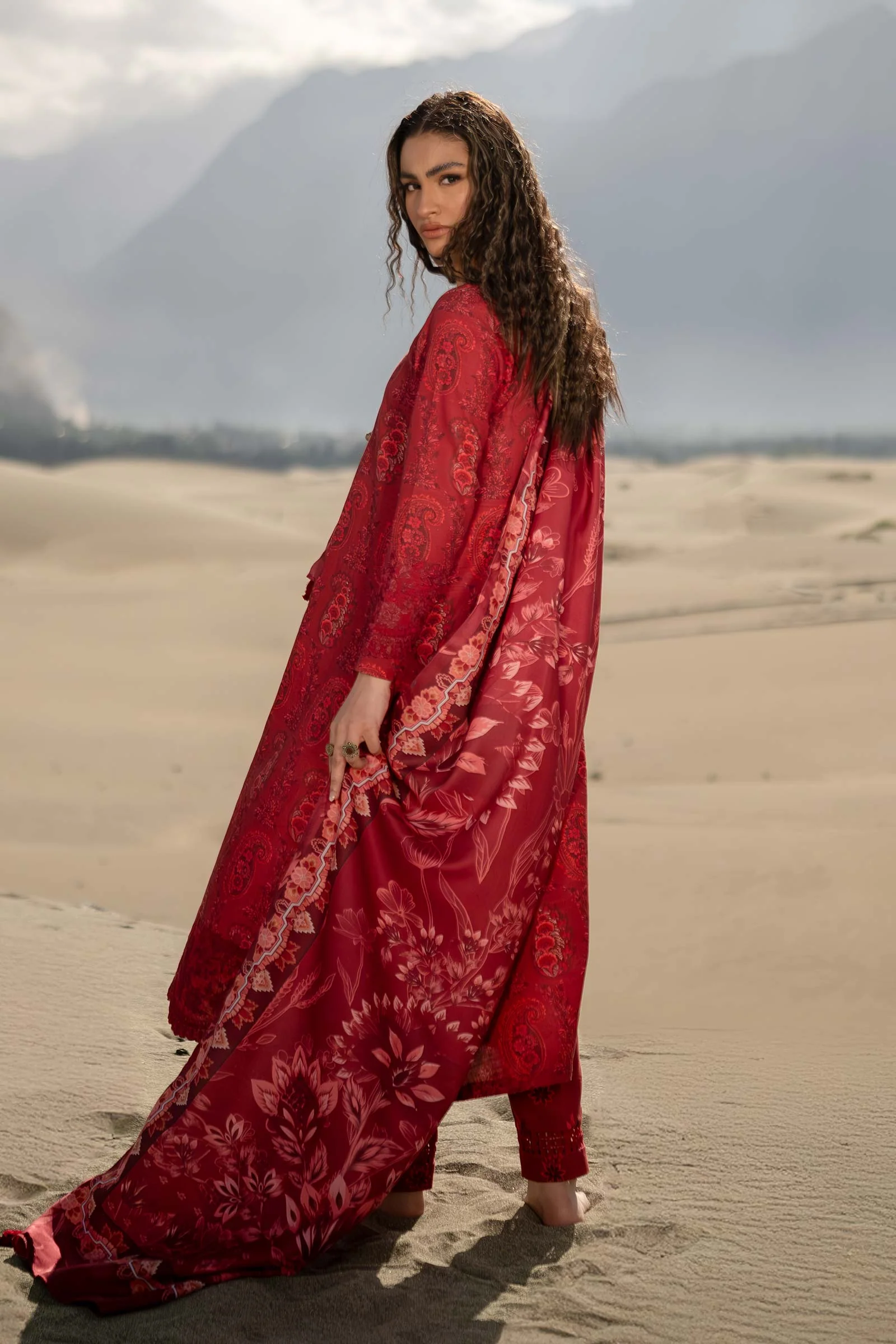 3 Pc Unstitched Printed Khaddar Suit | 508-B - Image 6