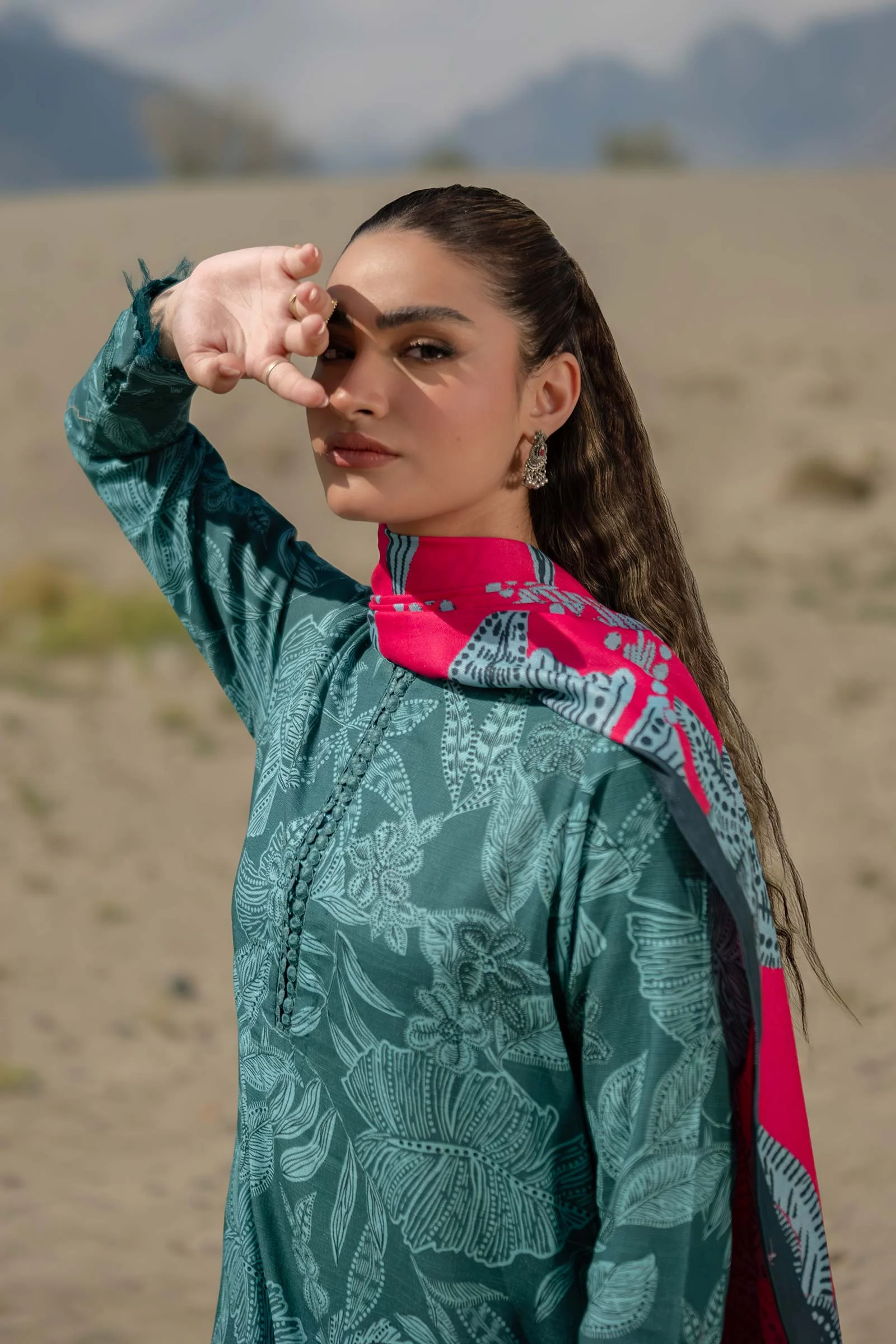 3 Pc Unstitched Printed Khaddar Suit | 509-A - Image 2