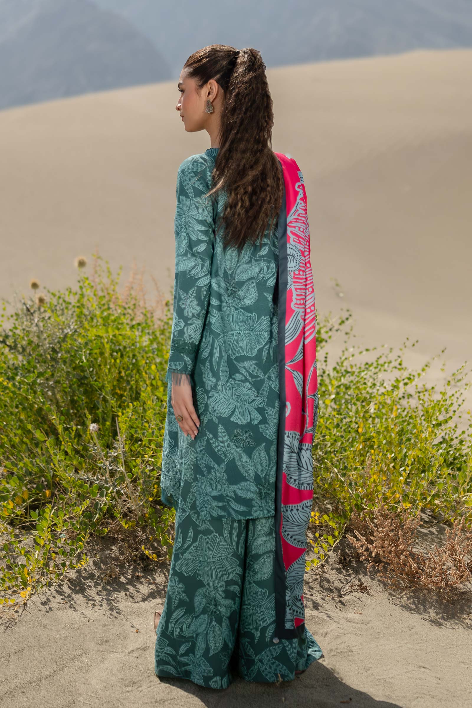 3 Pc Unstitched Printed Khaddar Suit | 509-A - Image 5