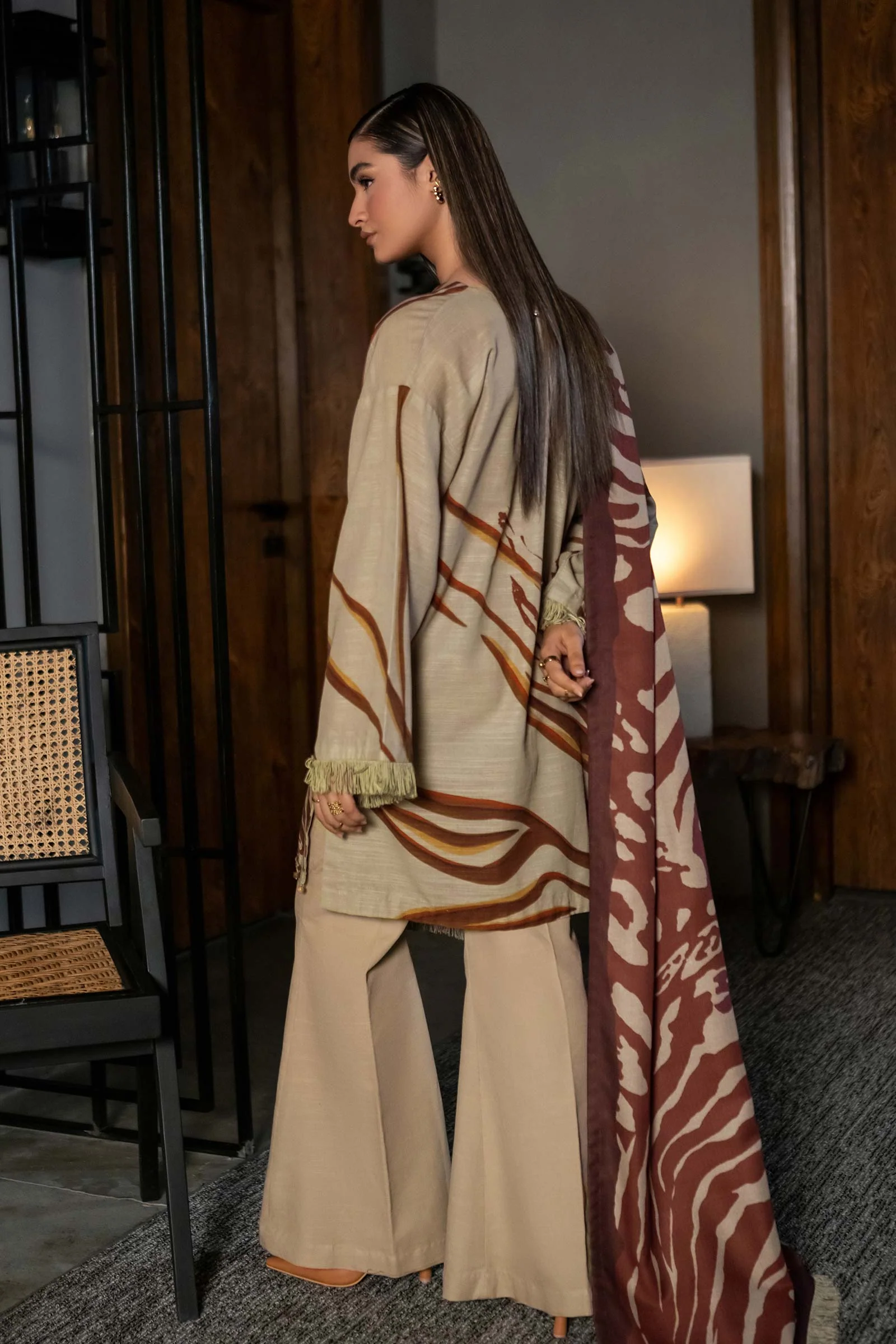 3 Pc Unstitched Printed Khaddar Suit | 510-A - Image 6