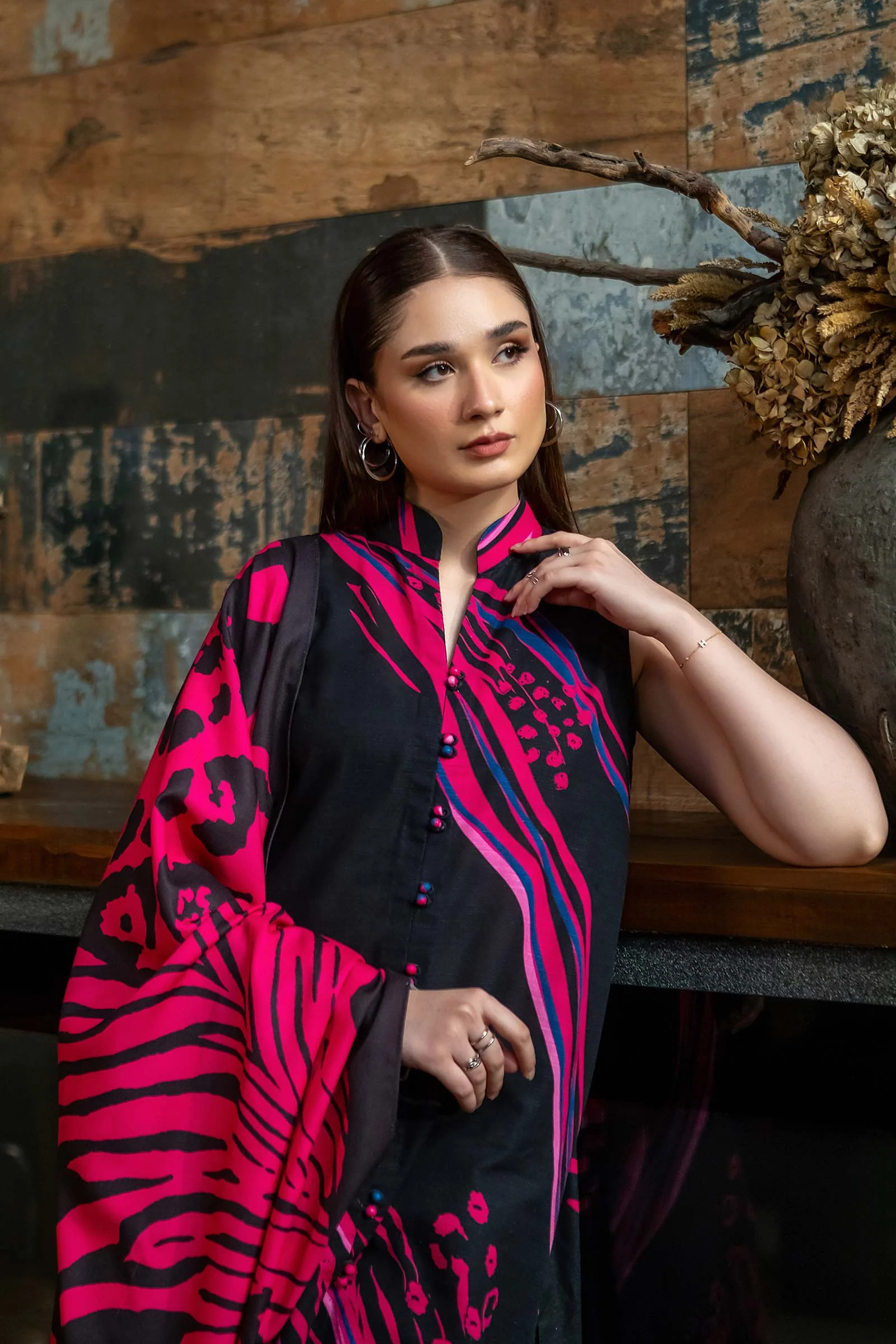 3 Pc Unstitched Printed Khaddar Suit | 510-B - Image 3