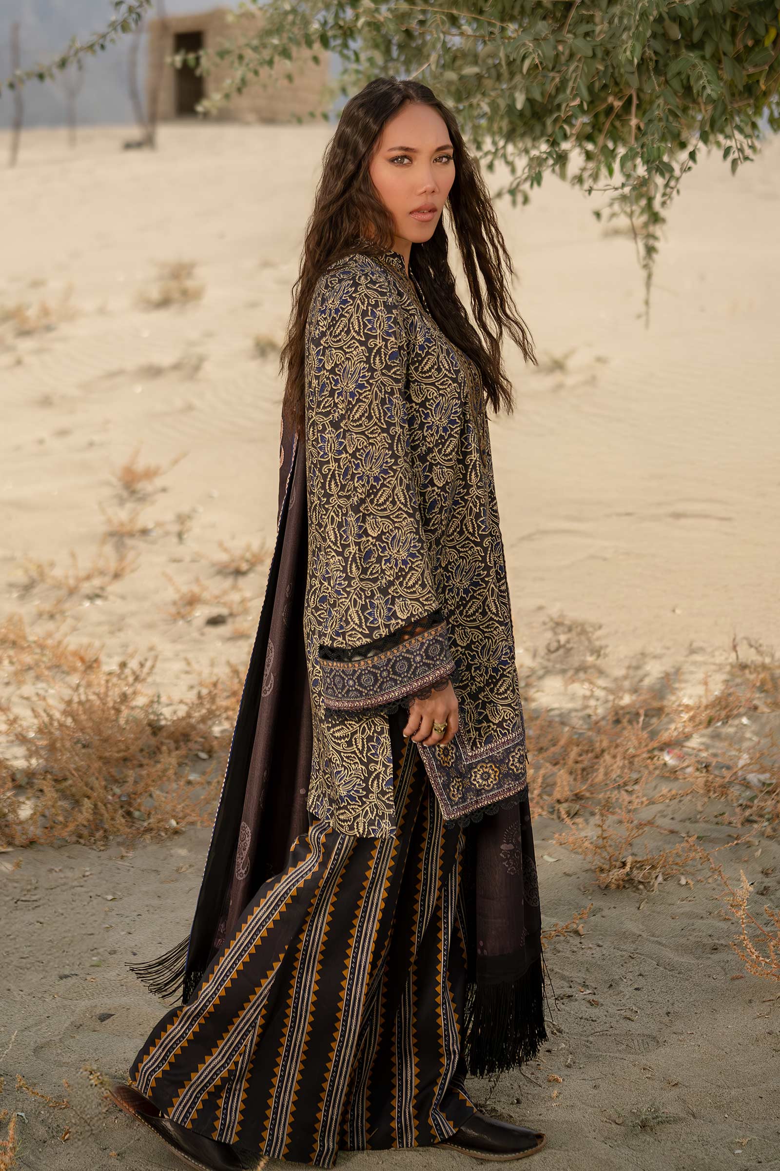 3 Pc Unstitched Printed Marina Twill Suit | 511-A - Image 5