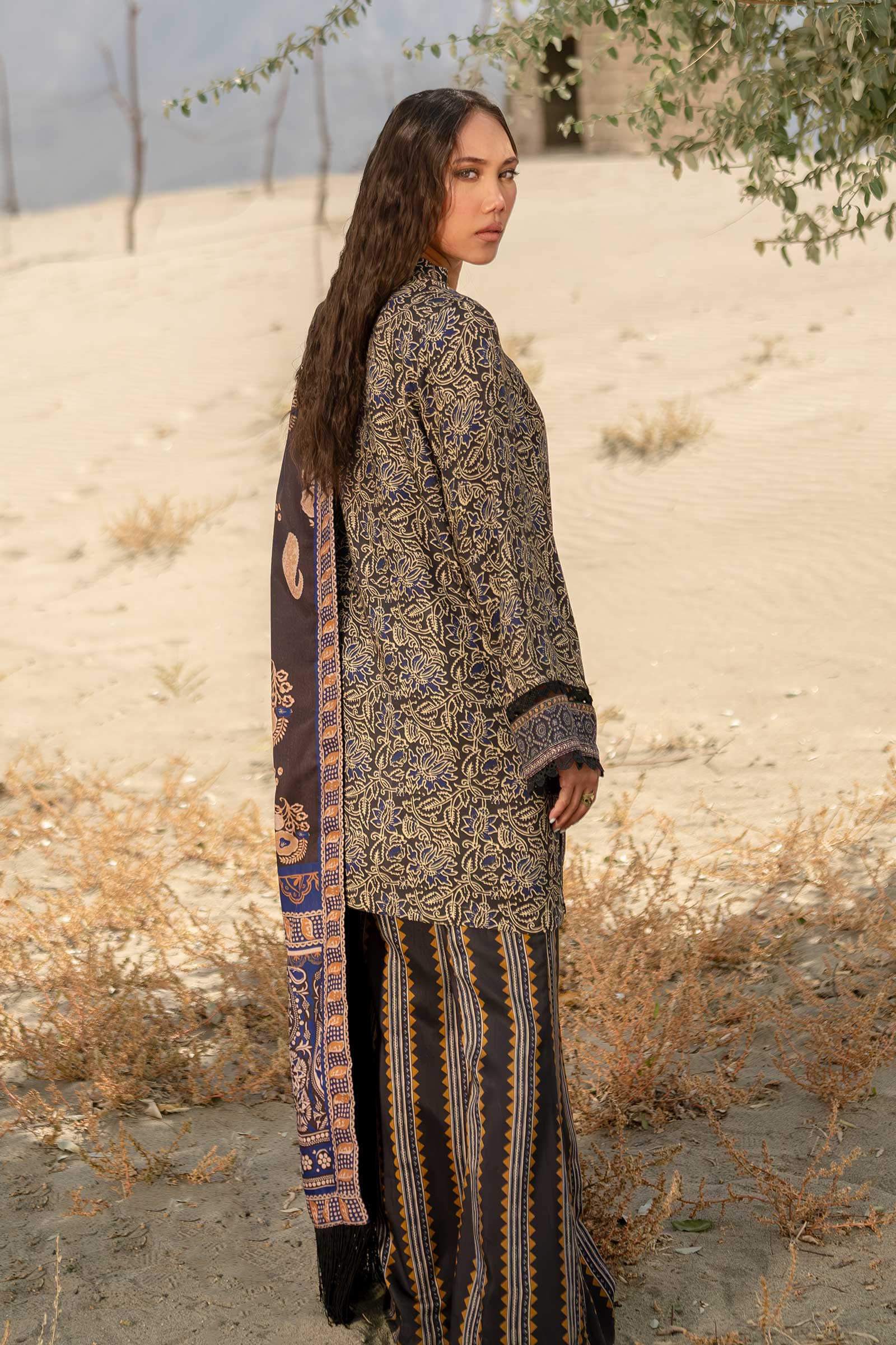 3 Pc Unstitched Printed Marina Twill Suit | 511-A - Image 6
