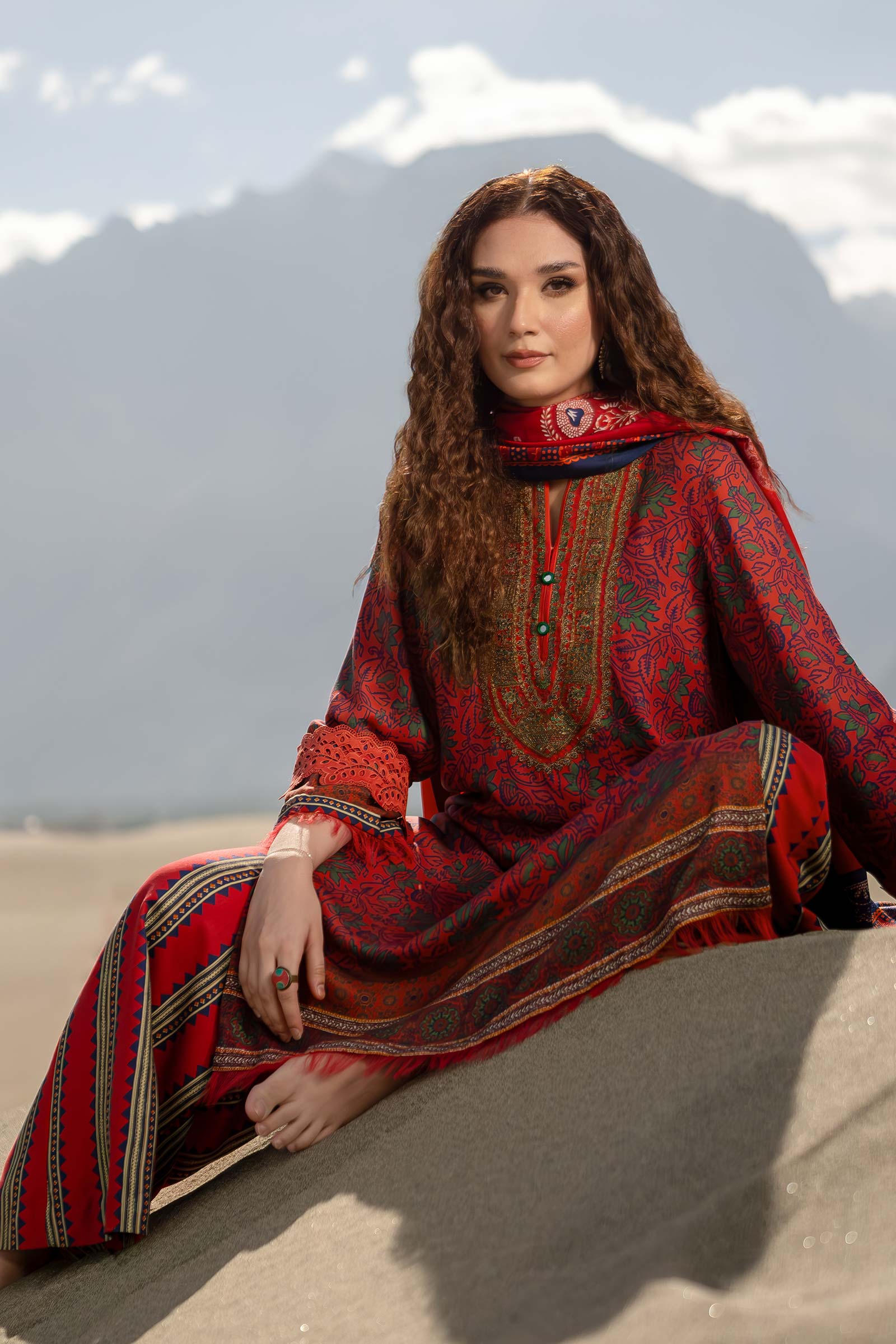 3 Pc Unstitched Printed Marina Twill Suit | 511-B - Image 3