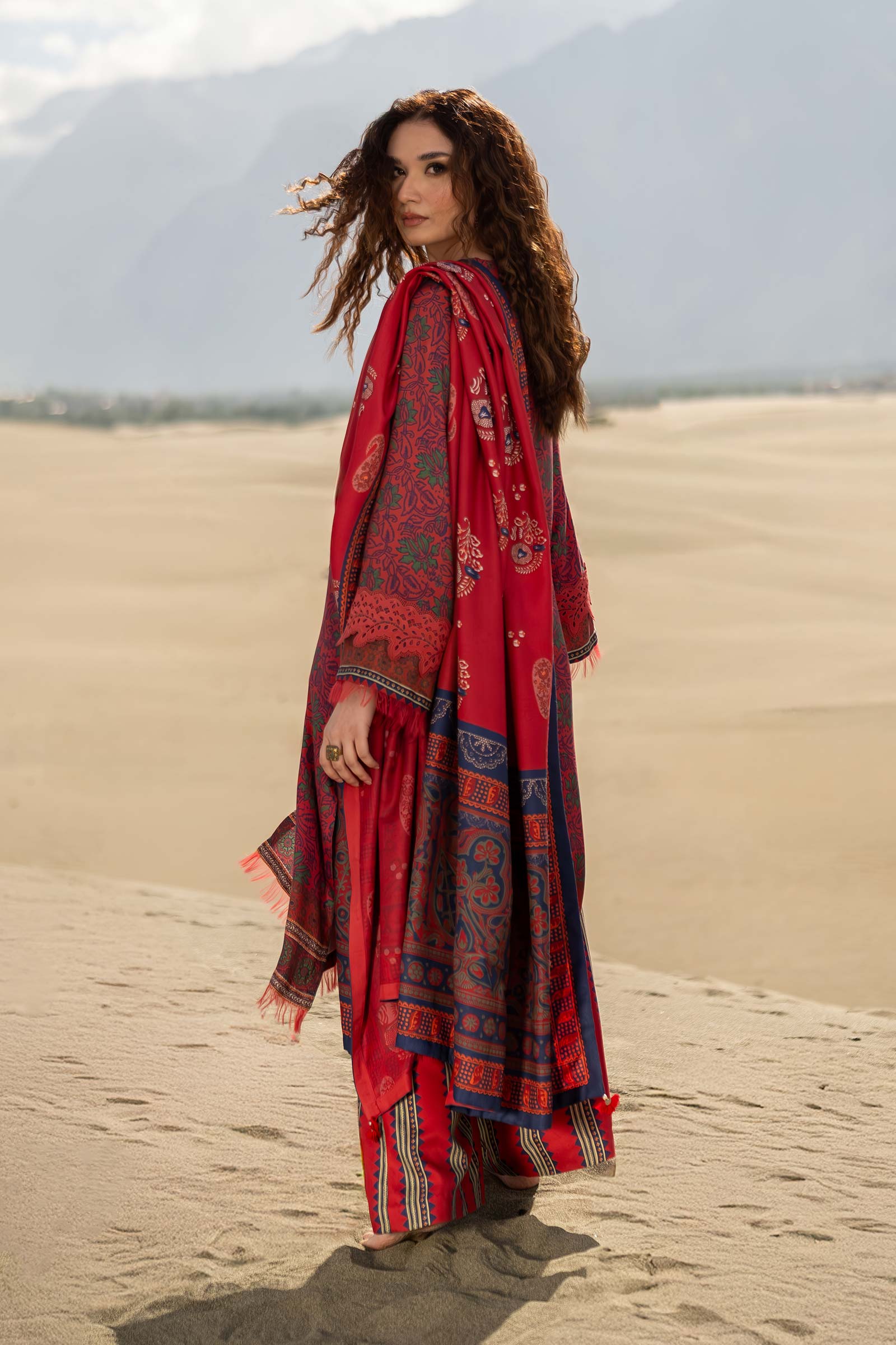 3 Pc Unstitched Printed Marina Twill Suit | 511-B - Image 6