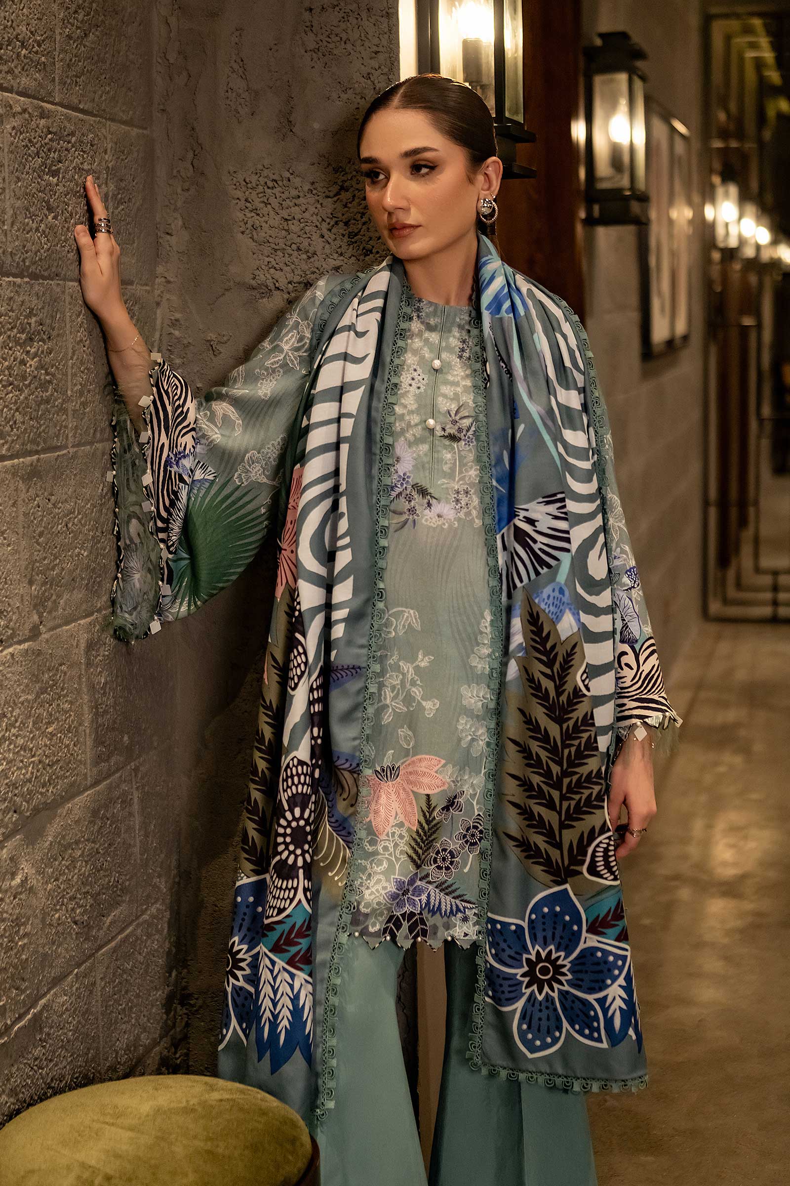3 Pc Unstitched Printed Linen Suit | 512-B - Image 3