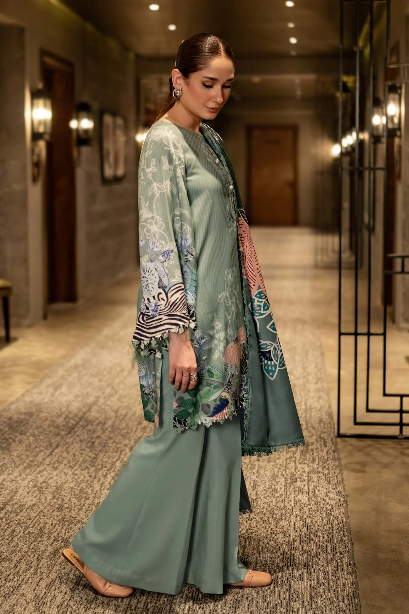 3 Pc Unstitched Printed Linen Suit | 512-B - Image 5