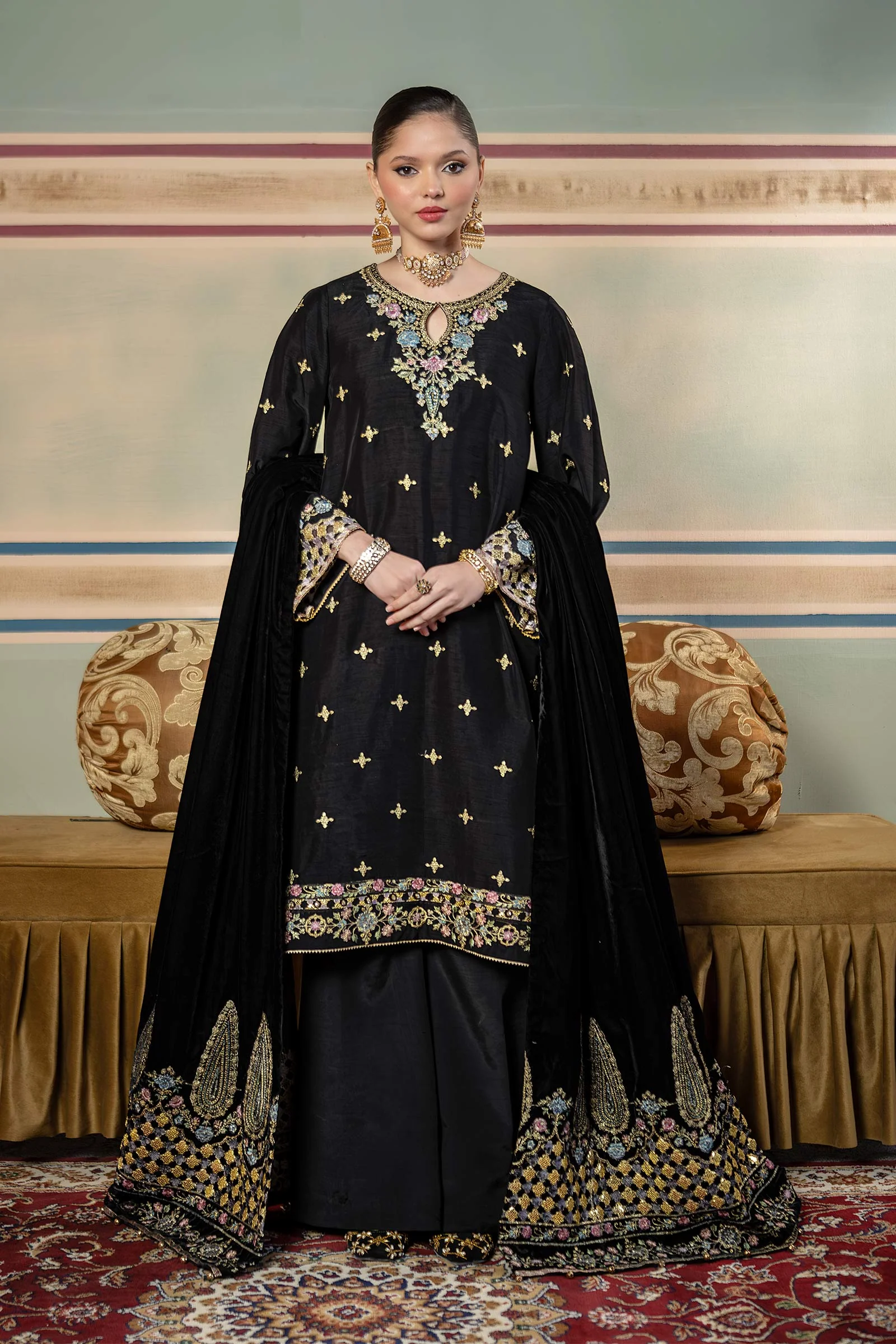 3 Pc Unstitched Dyed Raw Silk Suit | MB-USW24-601