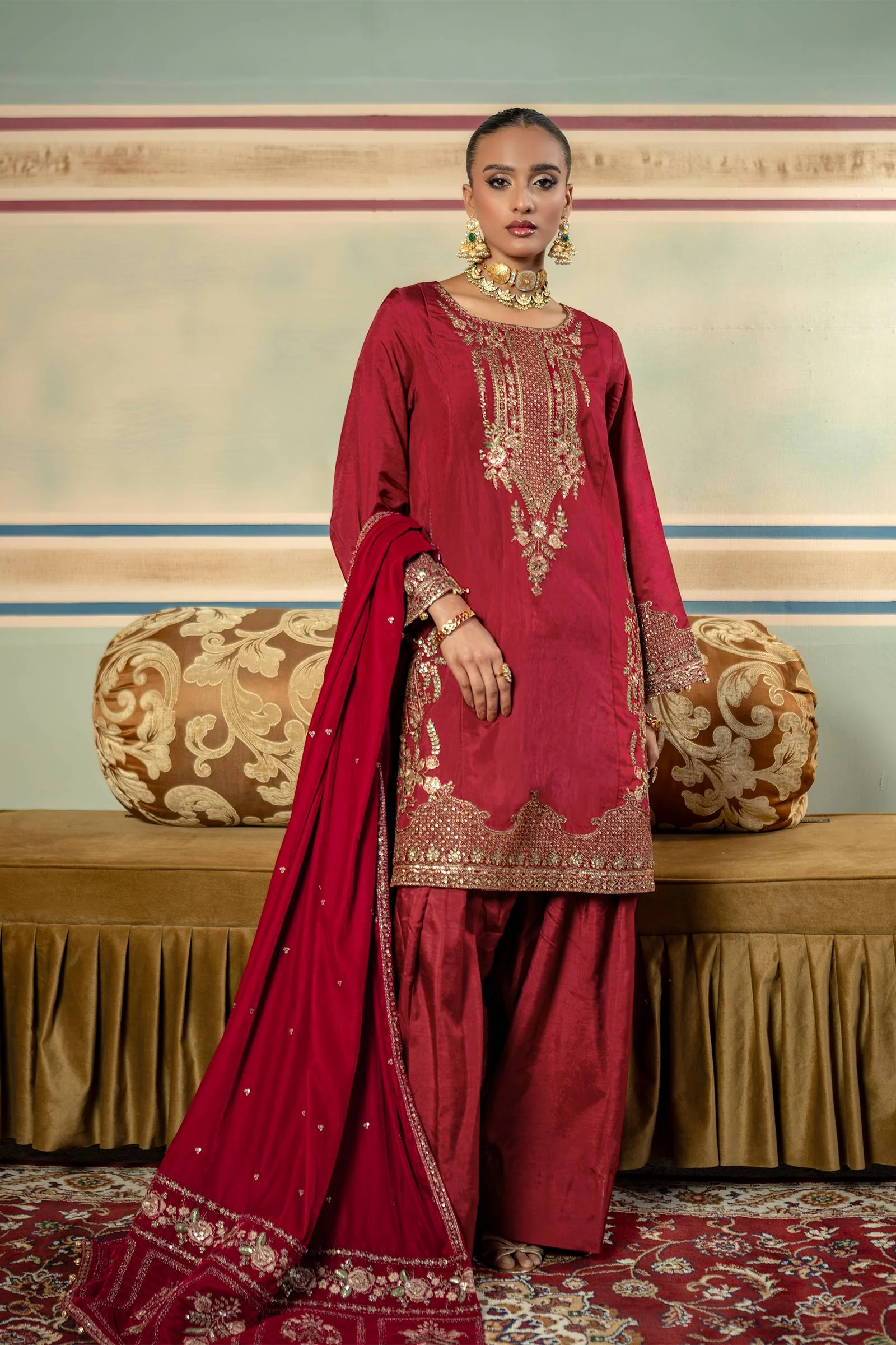 3 Pc Unstitched Dyed Raw Silk Suit | MB-USW24-602
