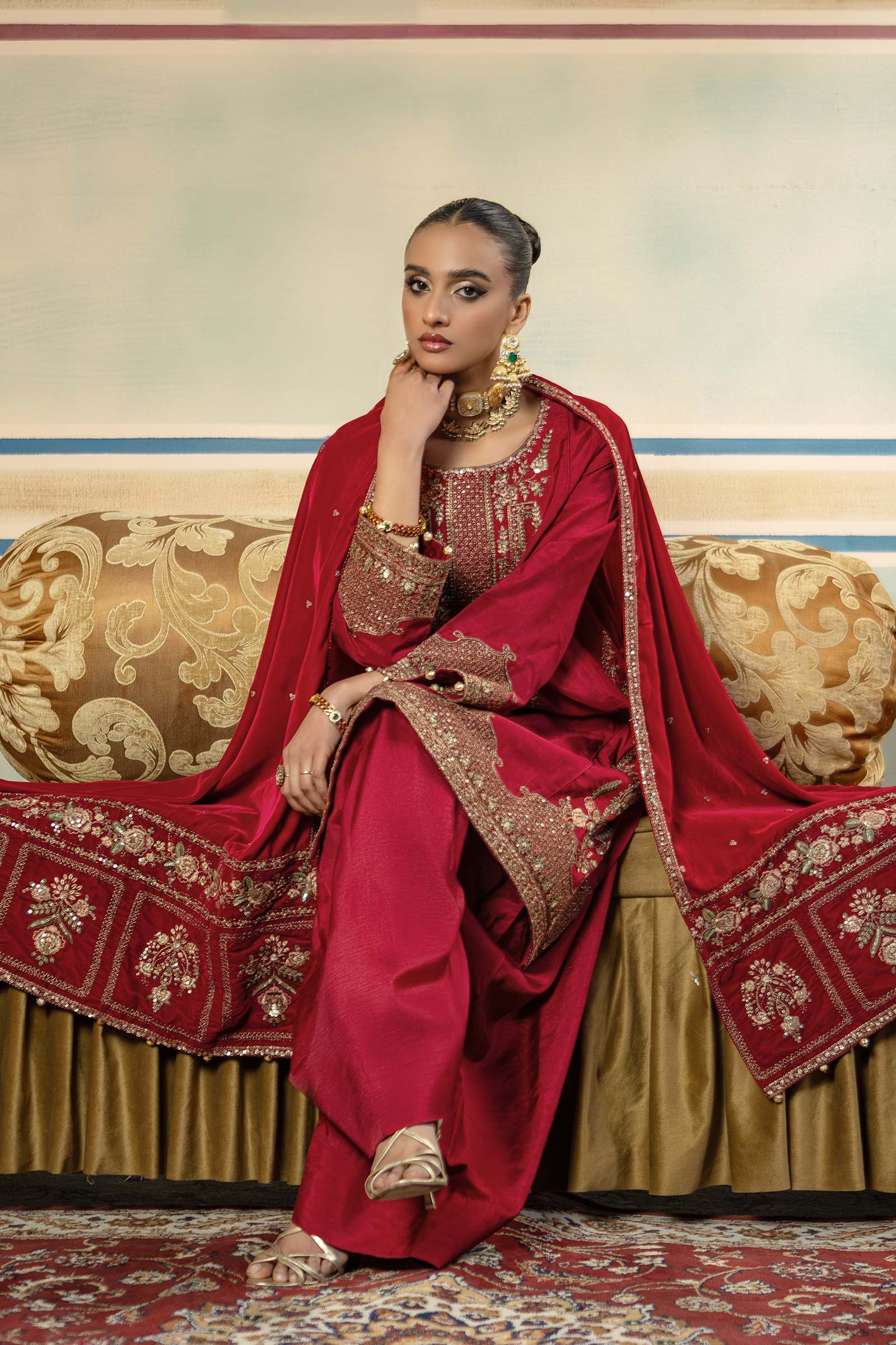 3 Pc Unstitched Dyed Raw Silk Suit | MB-USW24-602 - Image 4