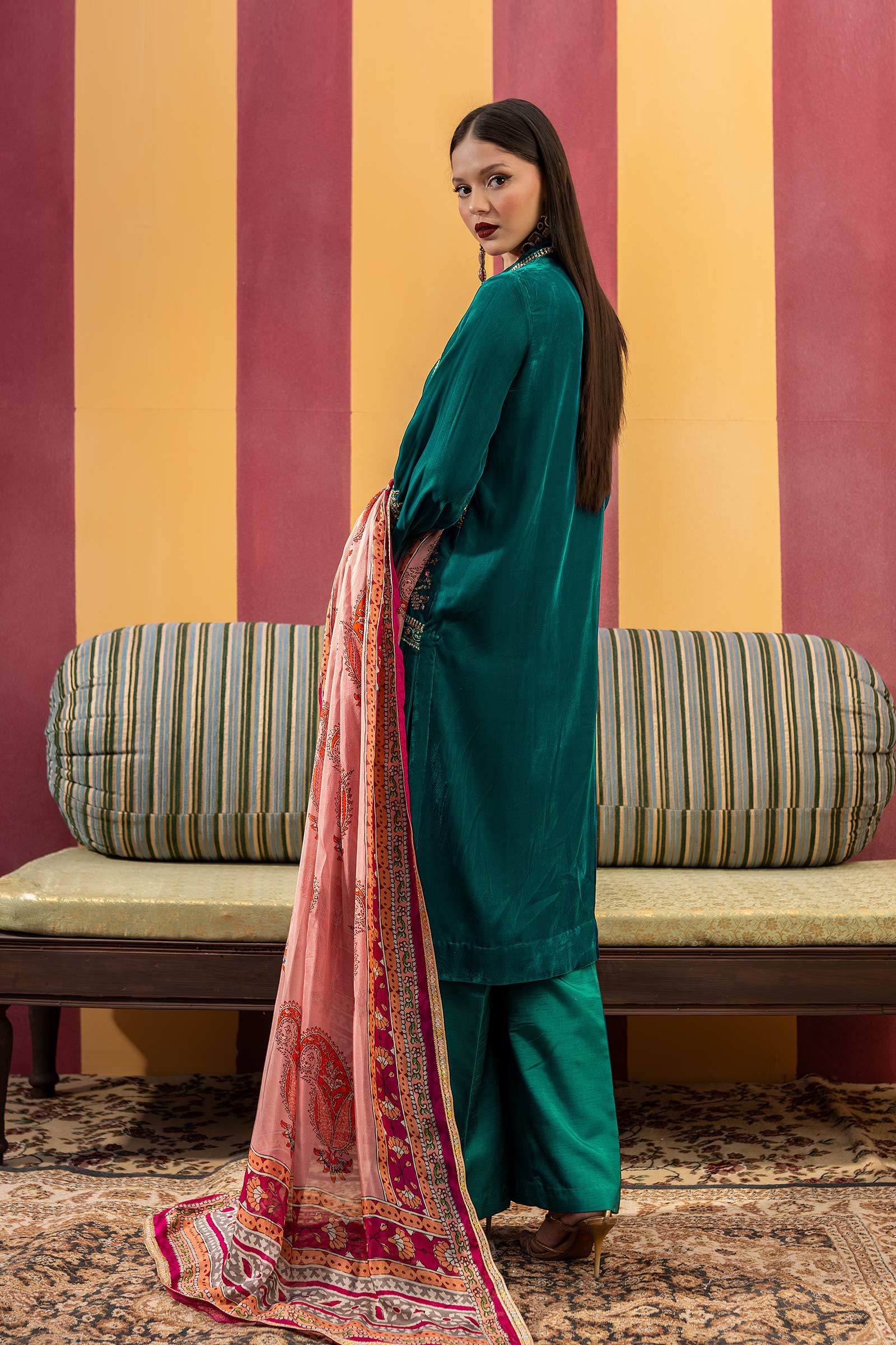 3 Pc Unstitched Dyed Velvet Suit | MB-USW24-604 - Image 6
