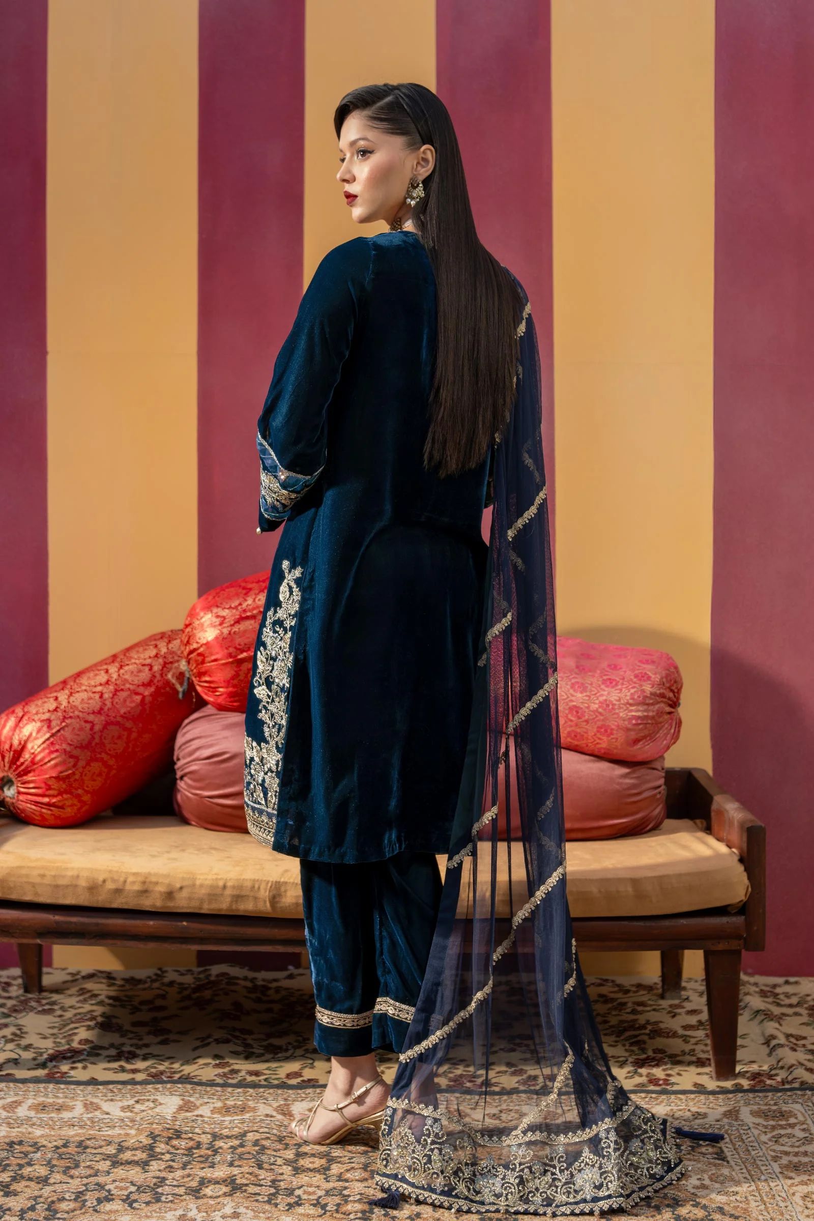 3 Pc Unstitched Dyed Velvet Suit | MB-USW24-607 - Image 6