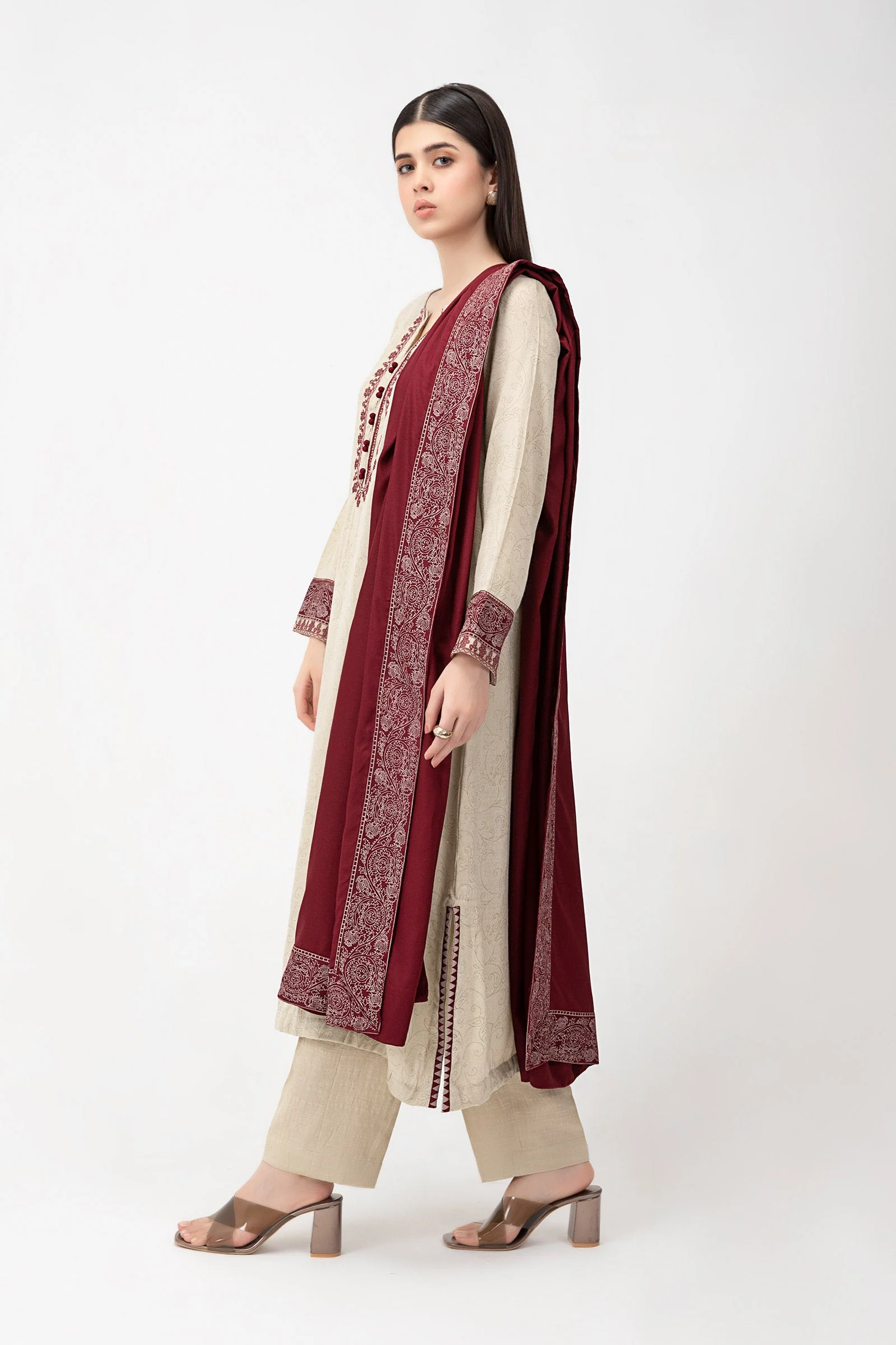 Shirt Beige & Maroon MB-W23-162 - Image 3