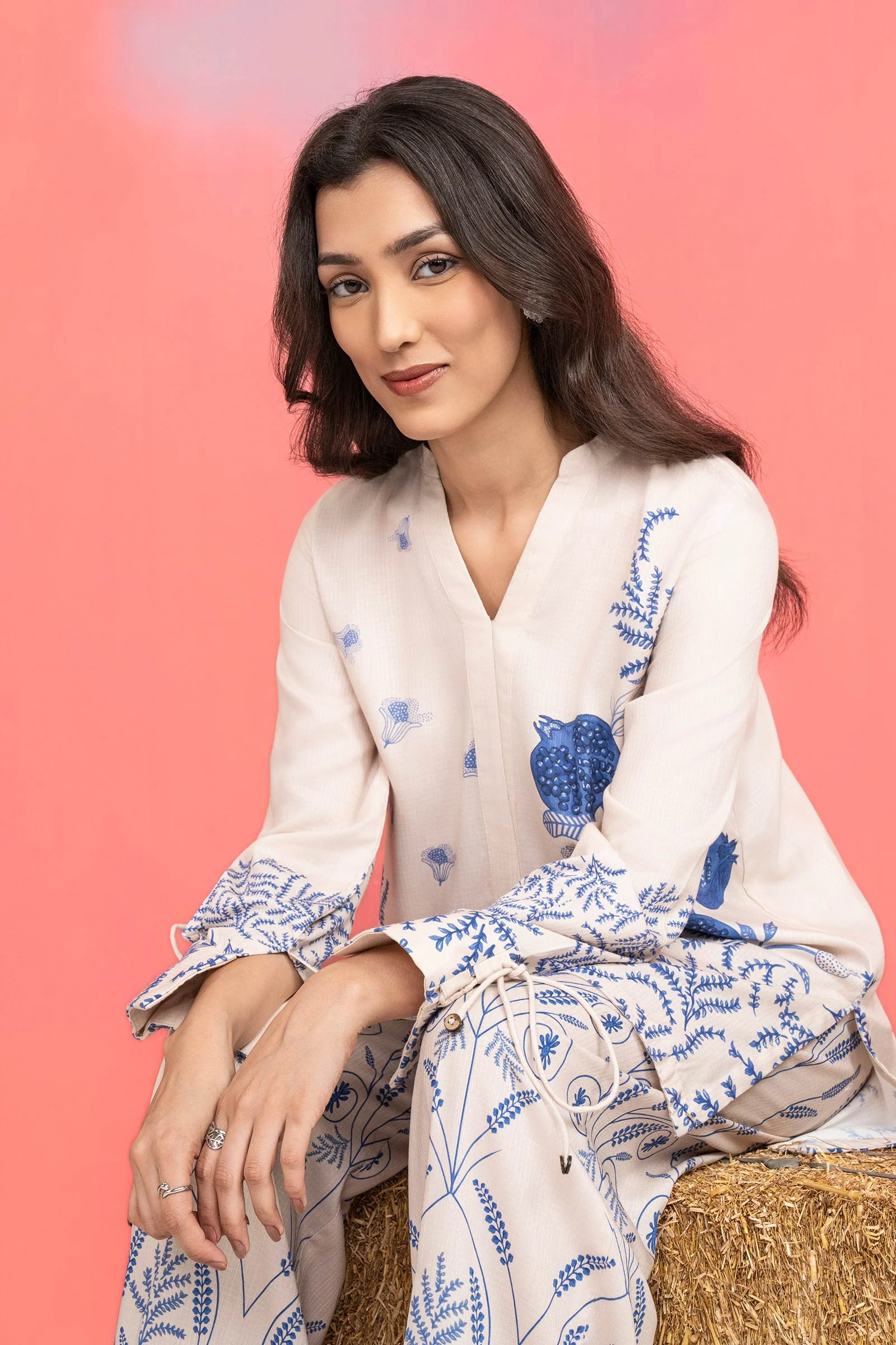2 Pc Printed Silk Slub Suit - Image 3