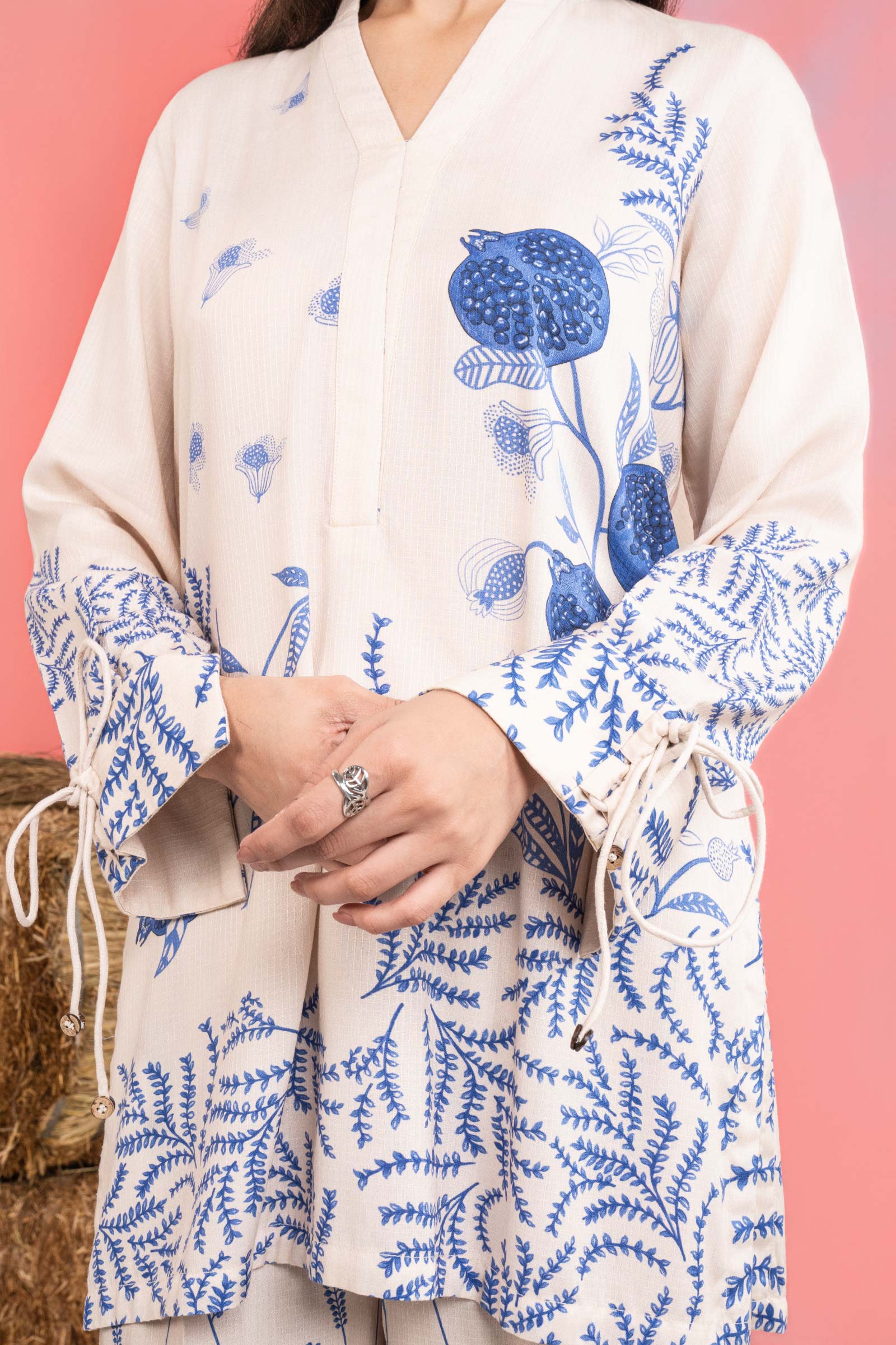 2 Pc Printed Silk Slub Suit - Image 4