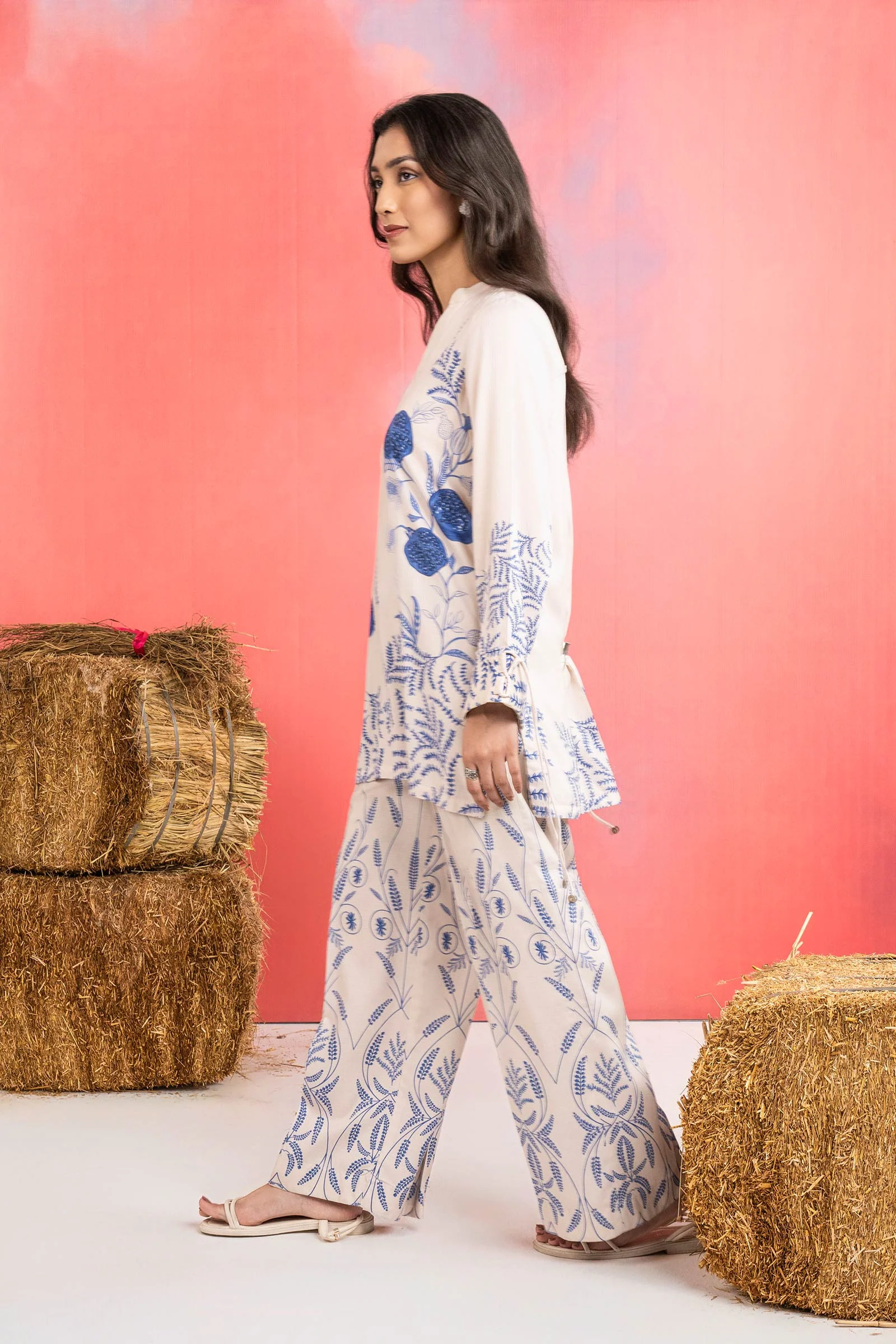 2 Pc Printed Silk Slub Suit - Image 5