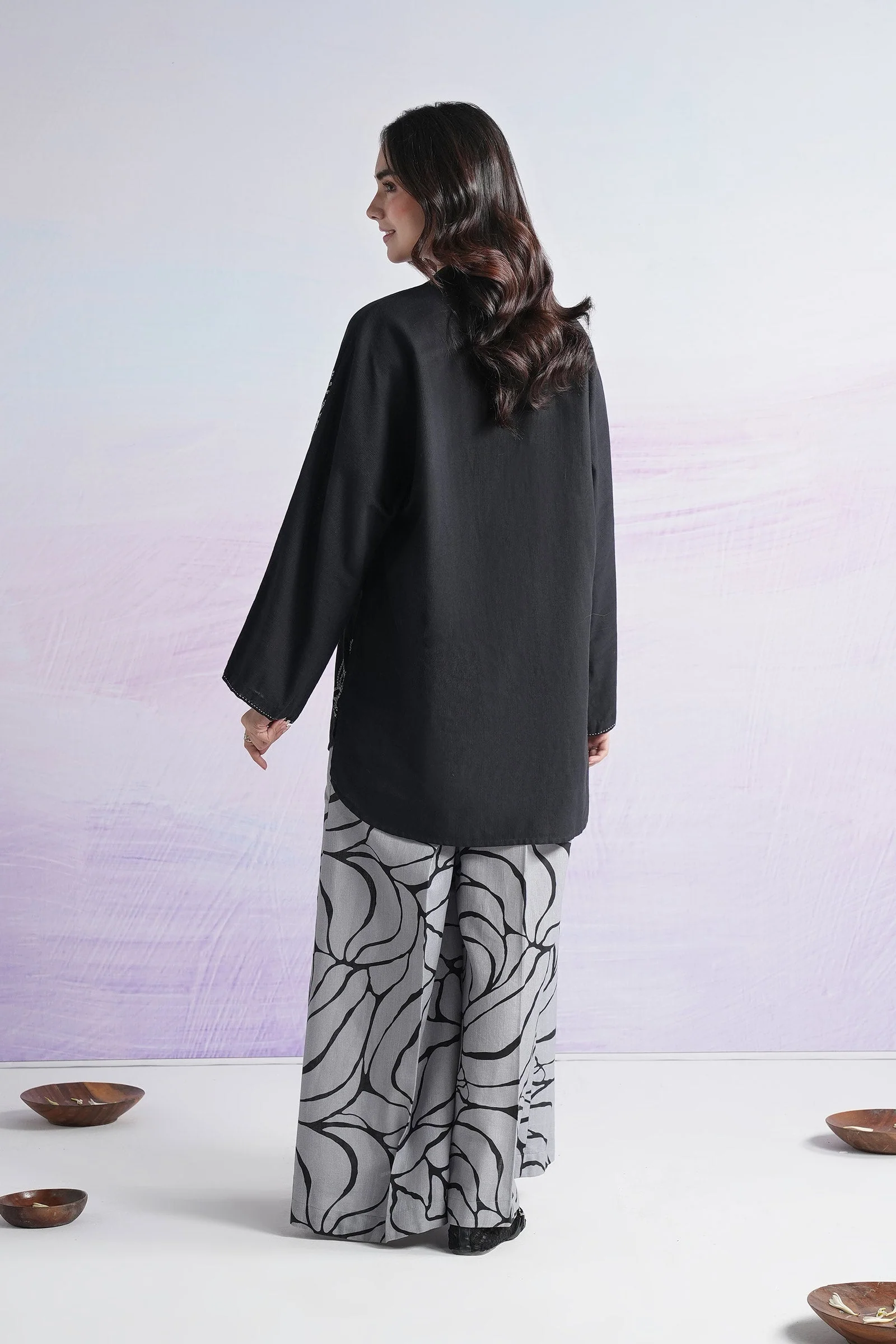 2 Pc Embroidered Slub Khaddar Suit - Image 5