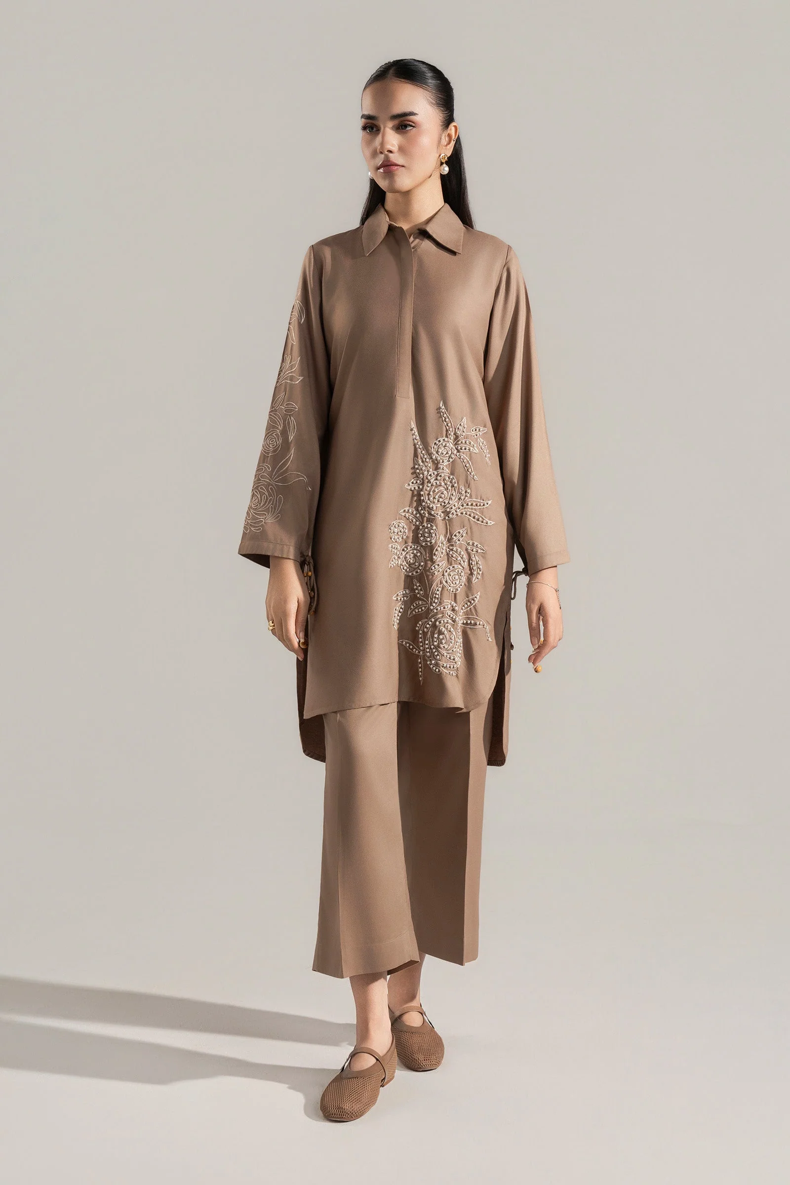 2 Pc Embroidered Twill Suit