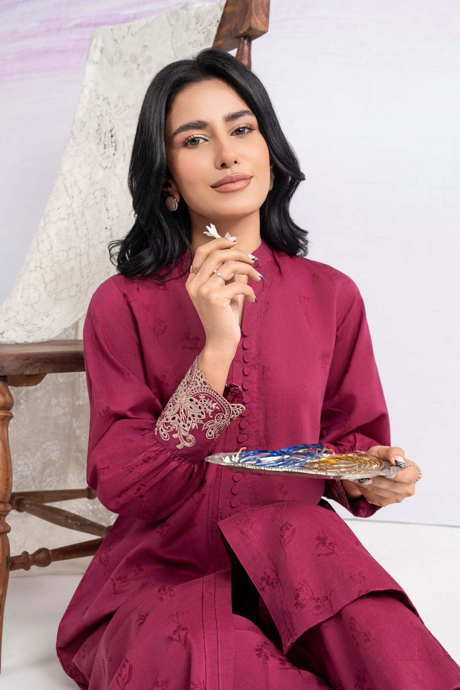 2 Pc Embroidered Filament Viscose Suit - Image 2