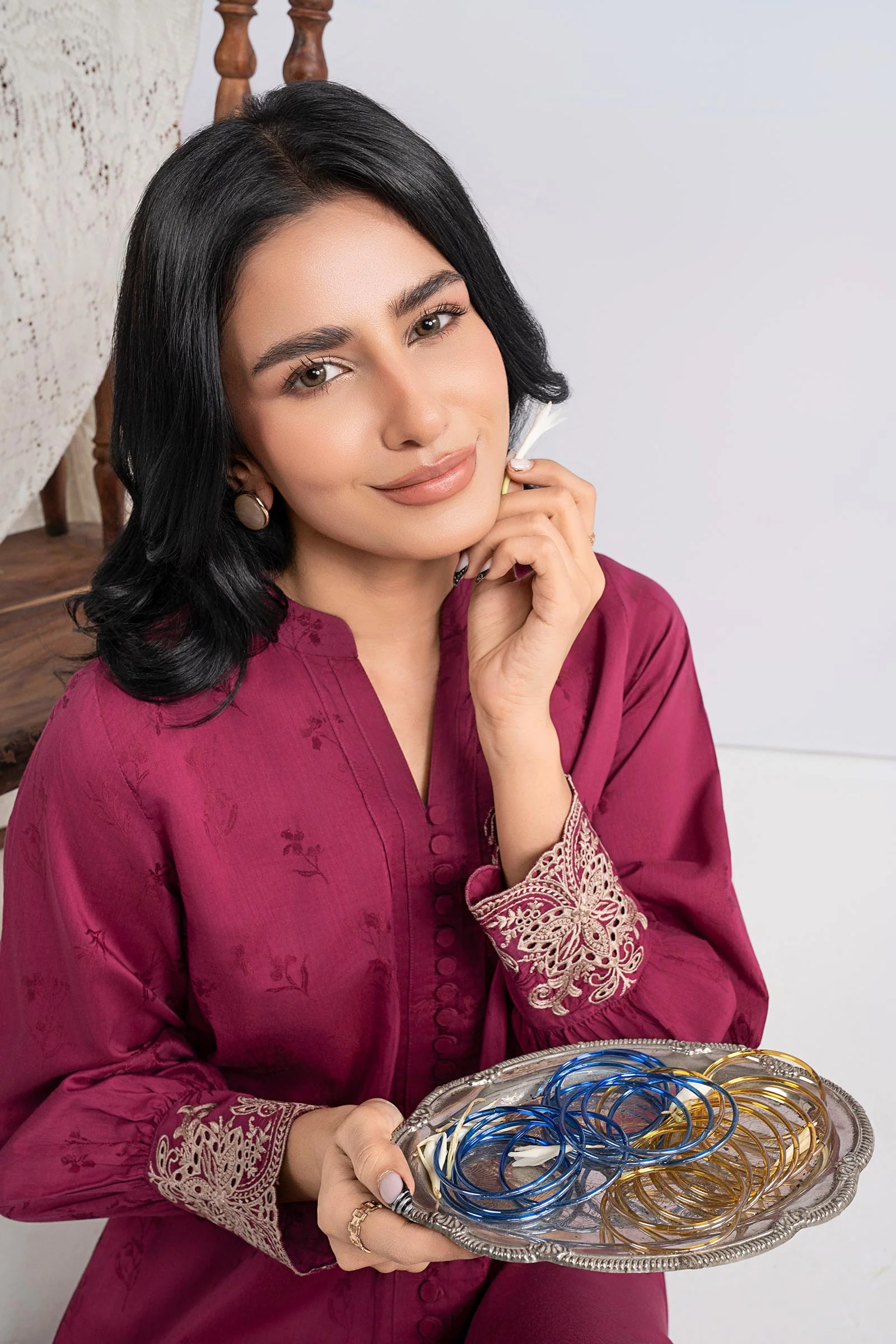 2 Pc Embroidered Filament Viscose Suit - Image 3