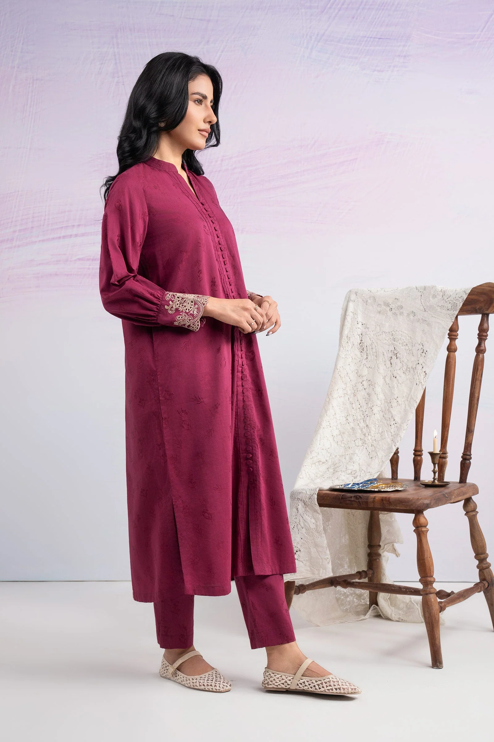 2 Pc Embroidered Filament Viscose Suit - Image 6