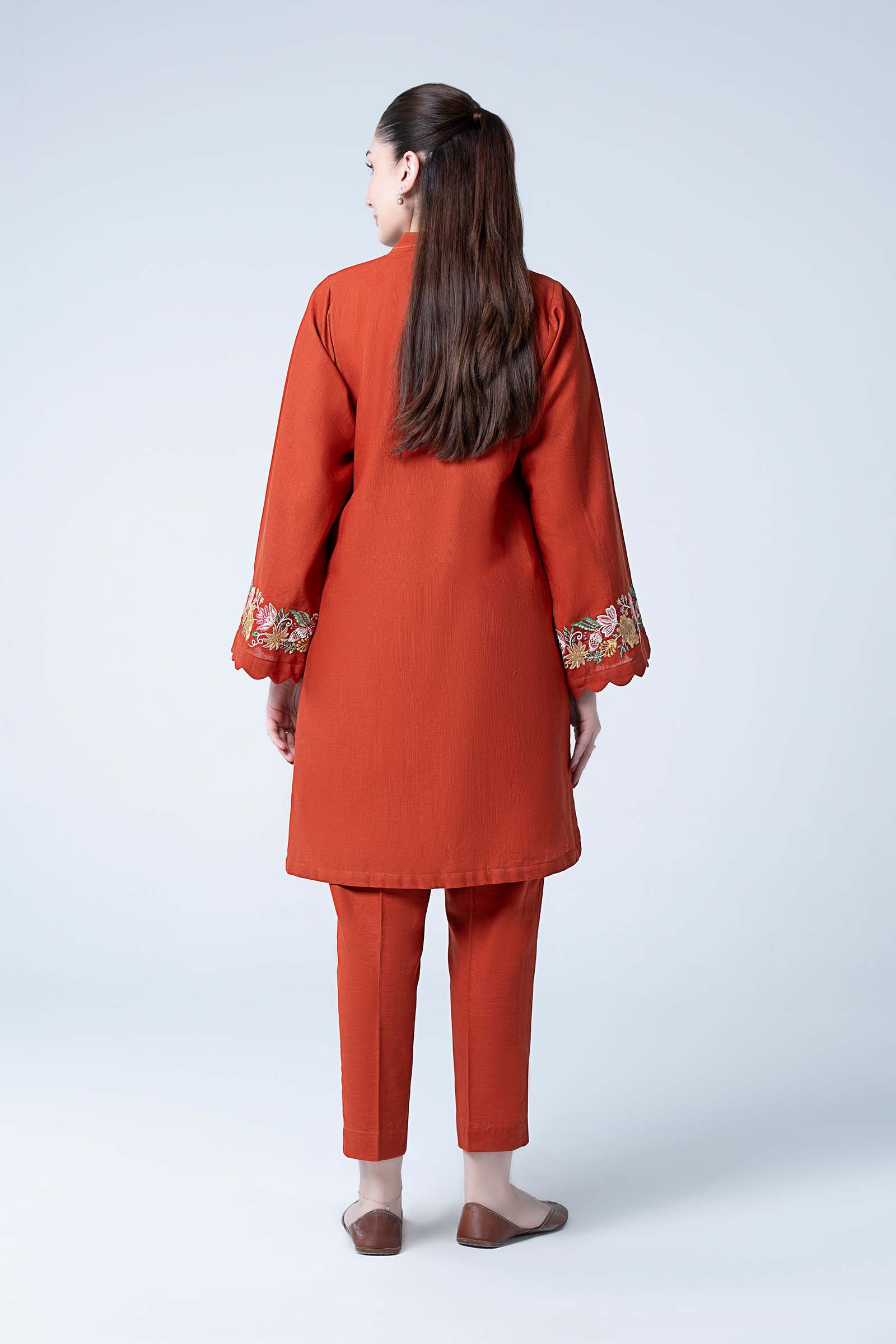 2 Pc Embroidered Slub Khaddar Suit - Image 7