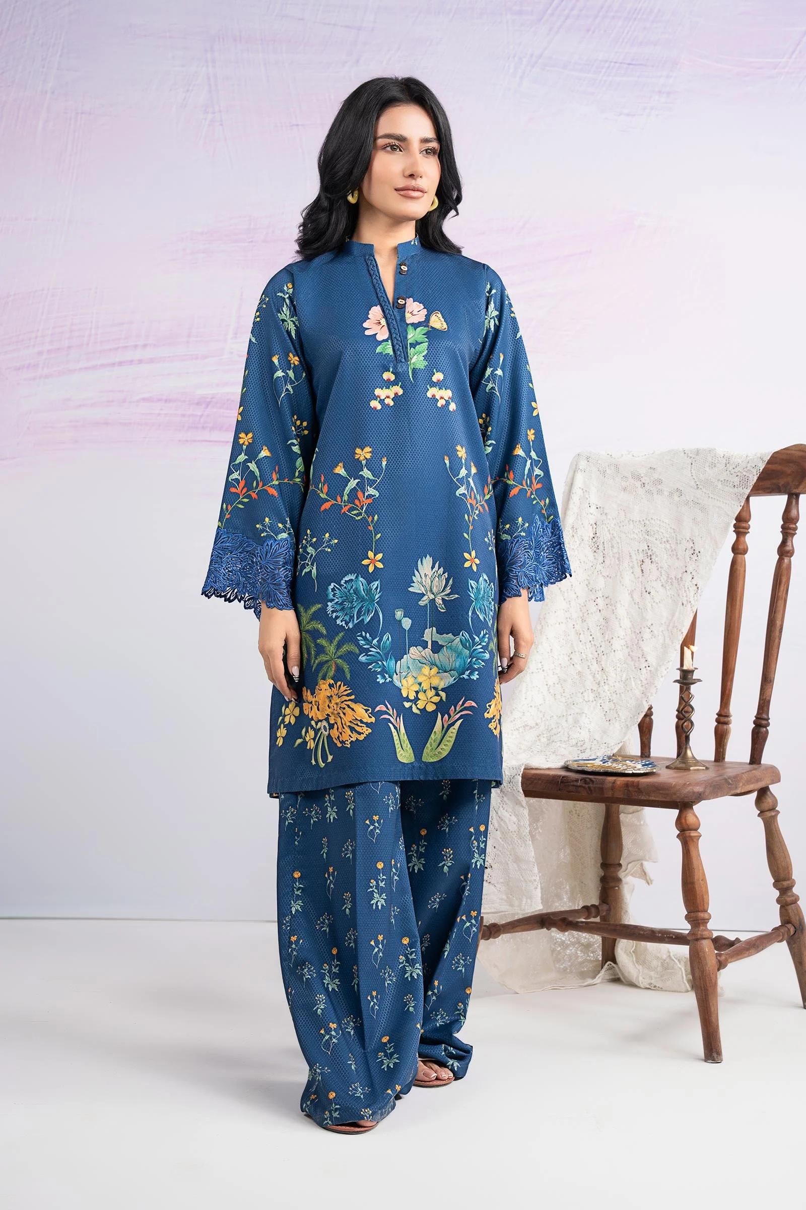 2 Pc Embroidered Dobby Viscose Suit - Image 2