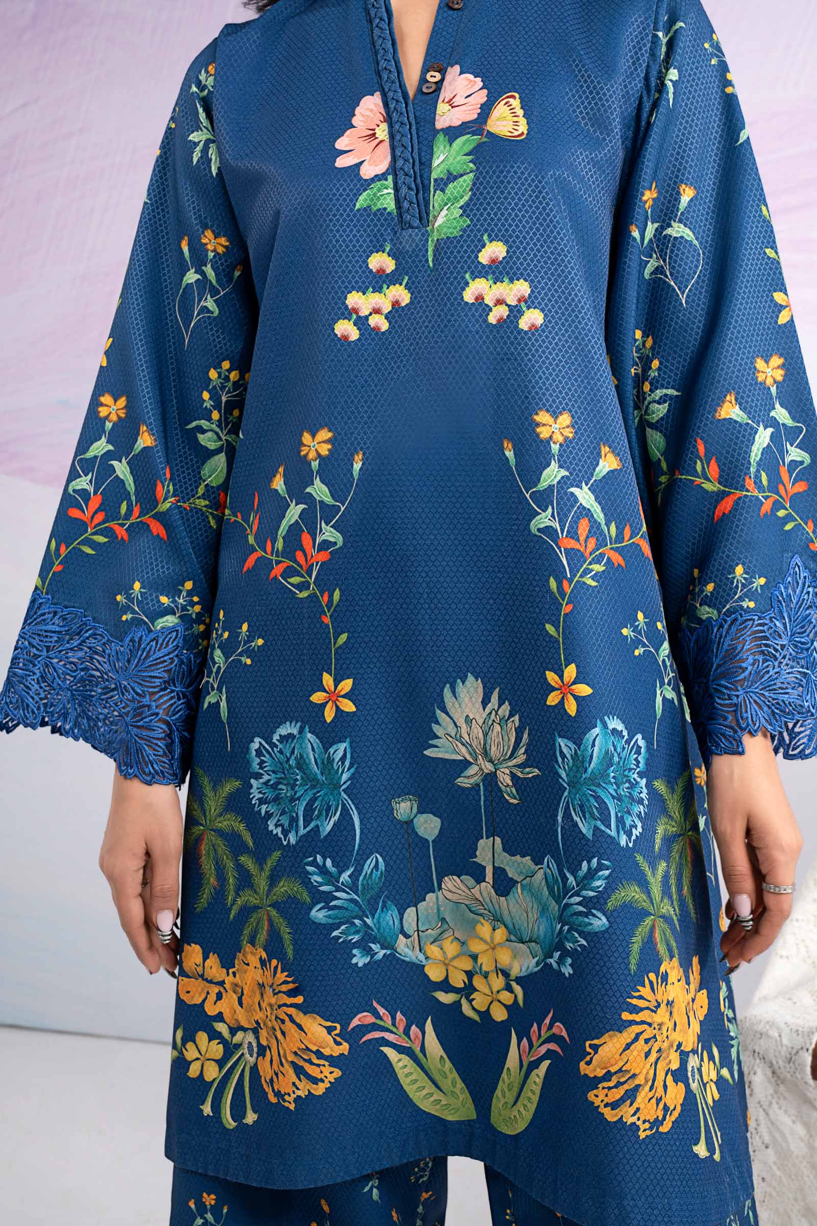 2 Pc Embroidered Dobby Viscose Suit - Image 4