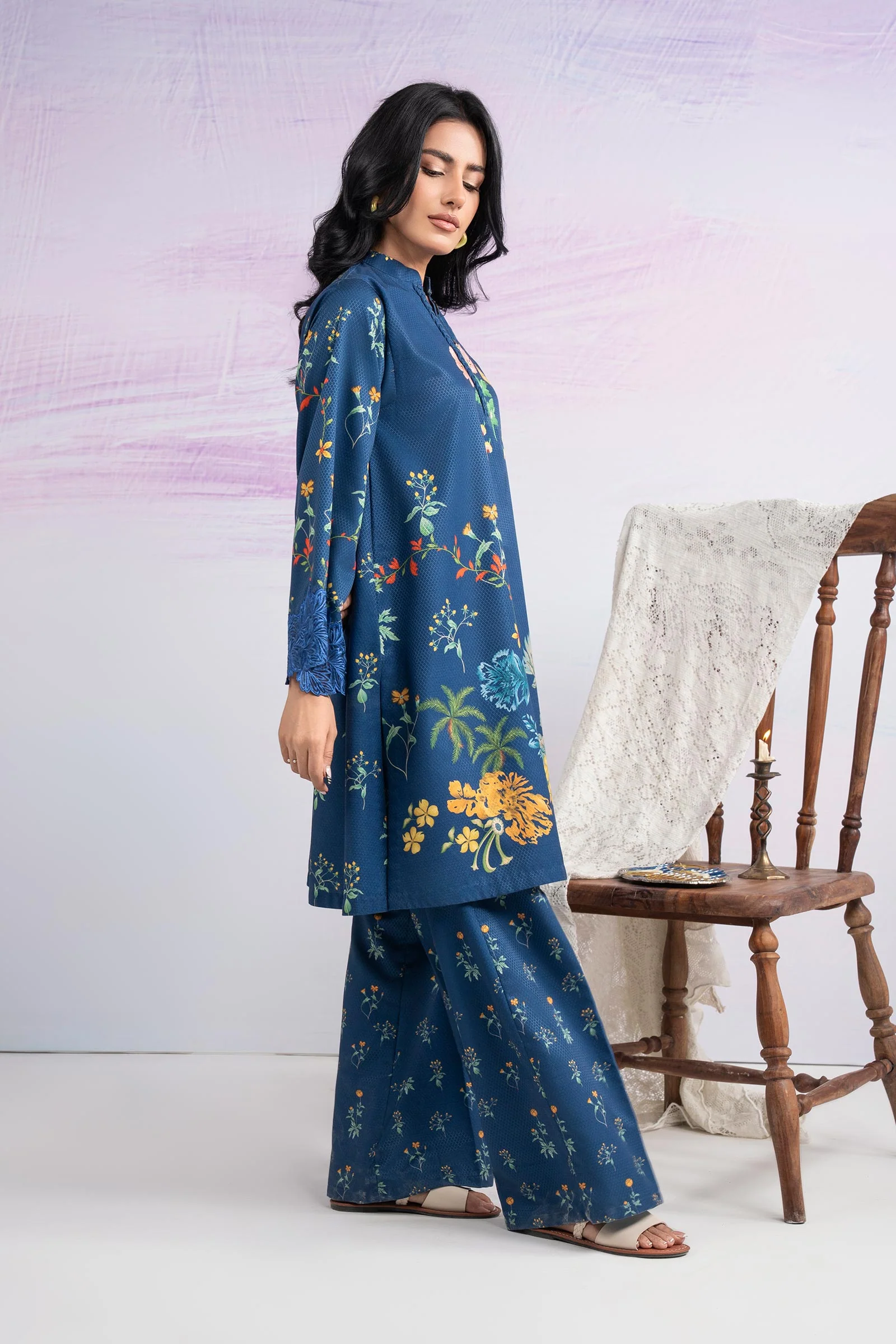 2 Pc Embroidered Dobby Viscose Suit - Image 5