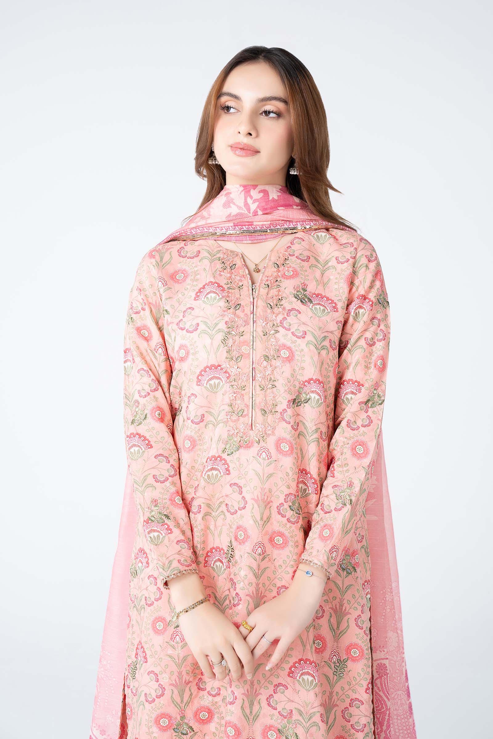 3 Pc Embroidered Dobby Lurex Suit - Image 3