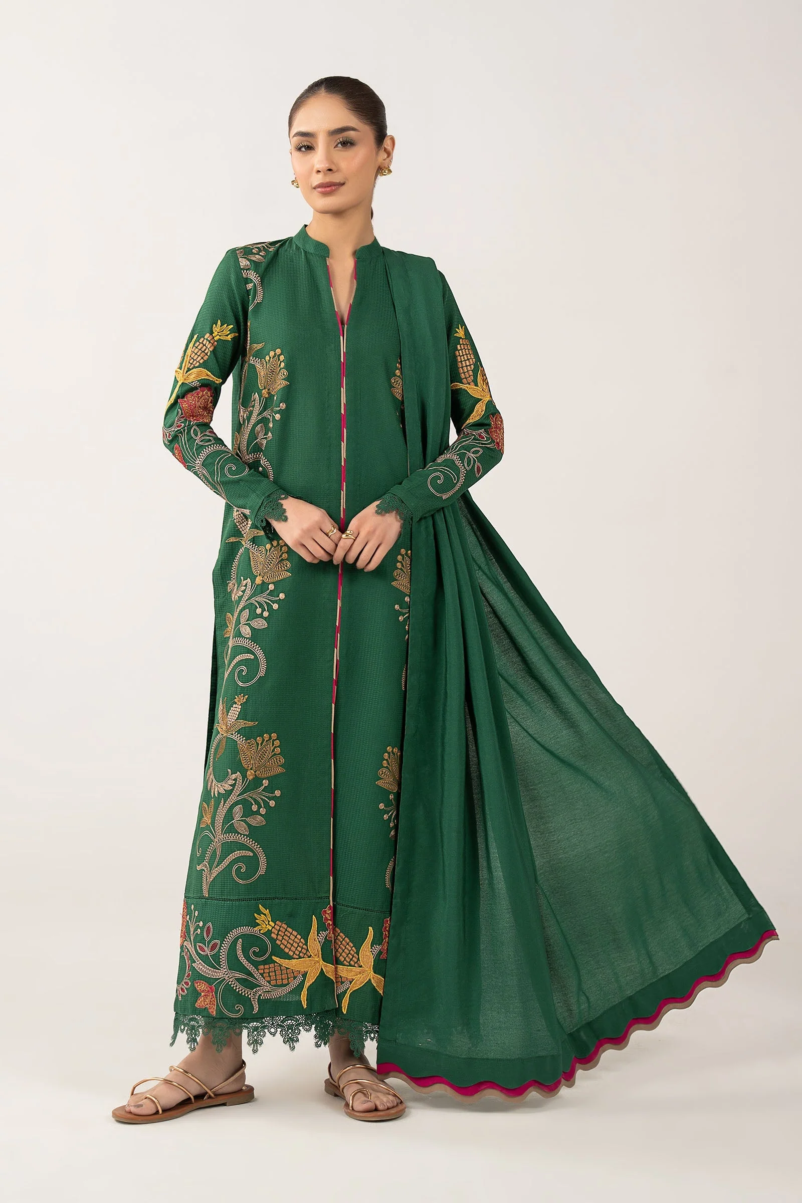 3 Pc Embroidered Dobby Suit - Image 2
