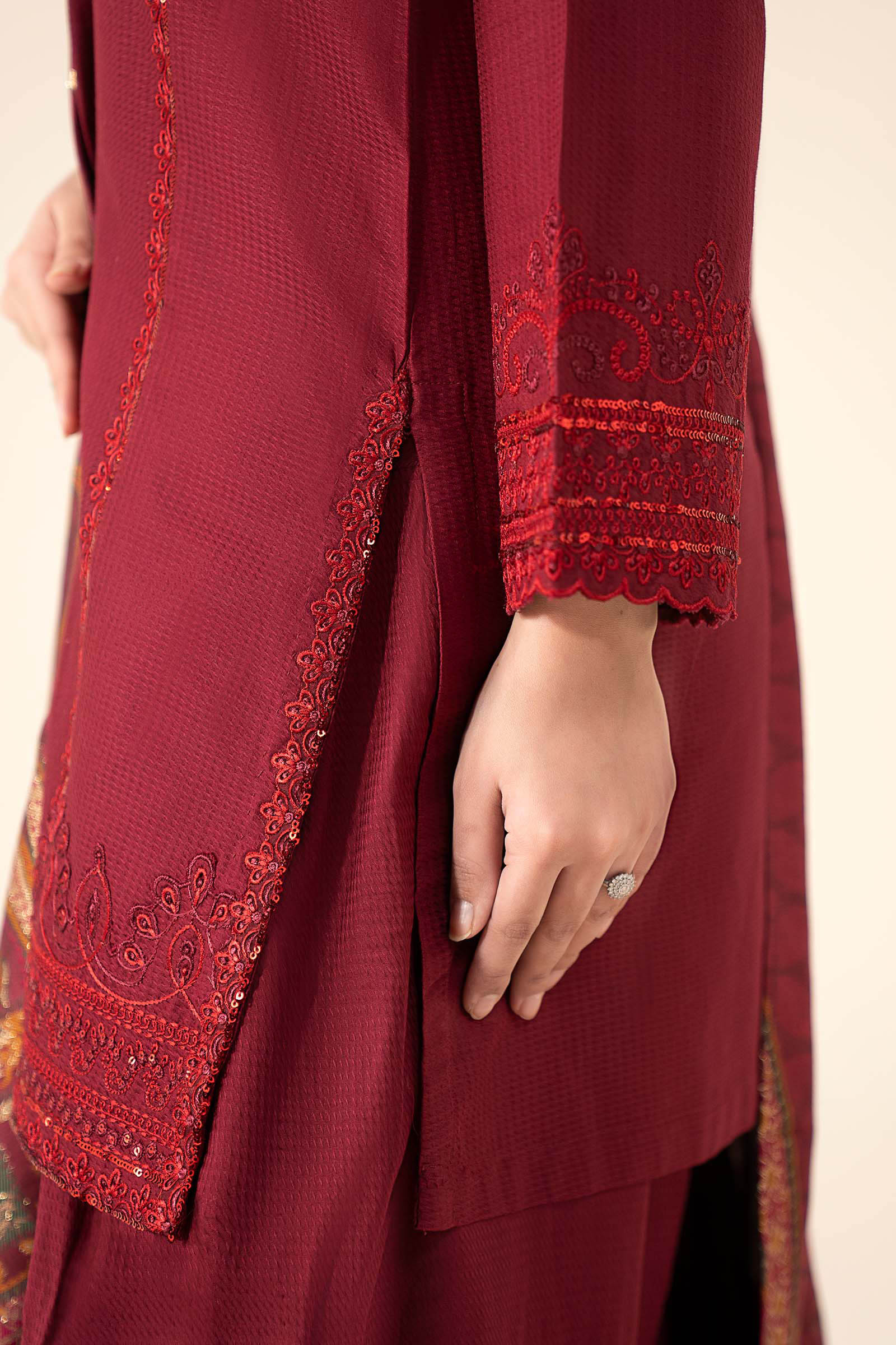 3 Pc Embroidered Dobby Cotton Suit - Image 5
