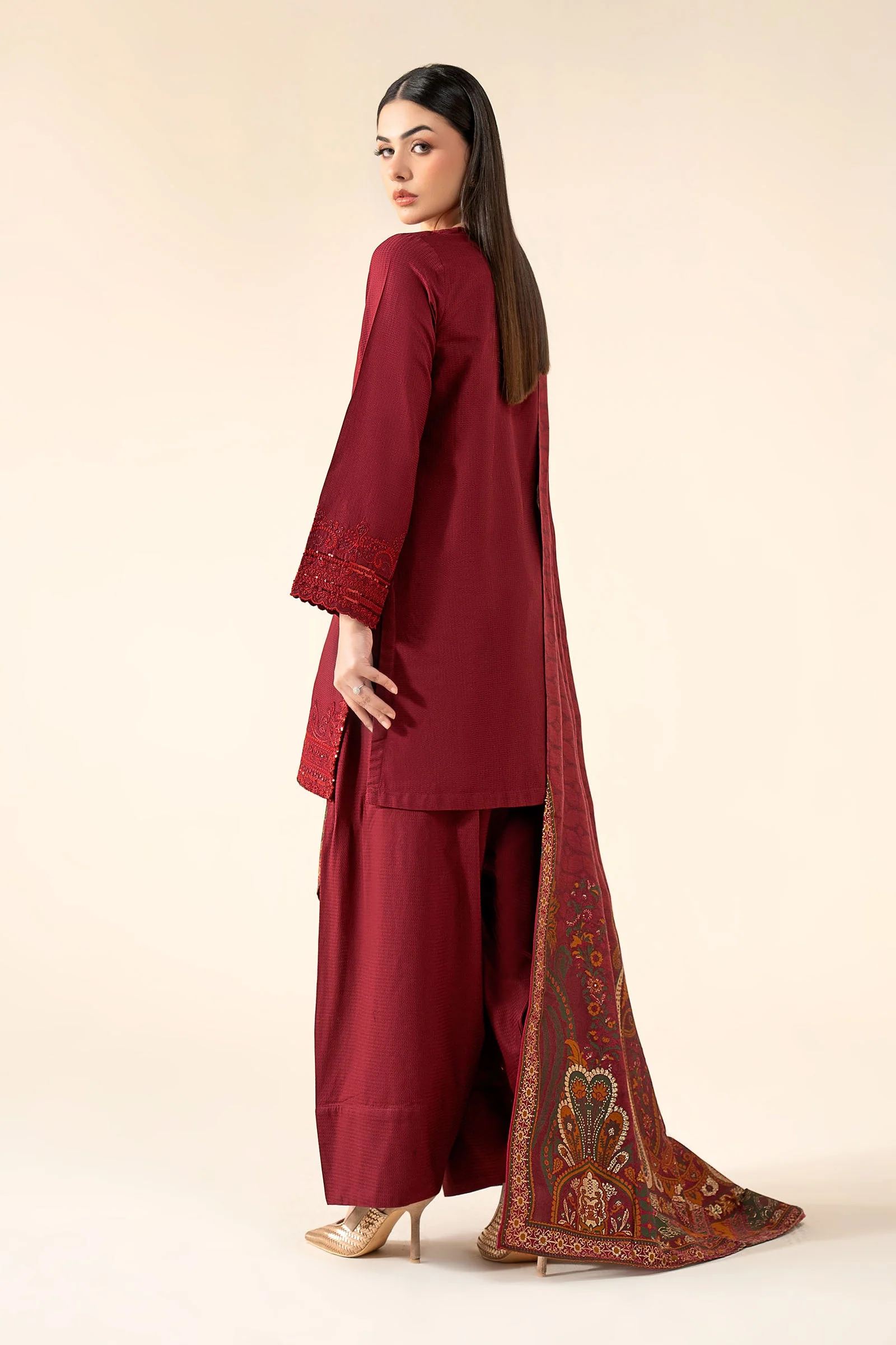 3 Pc Embroidered Dobby Cotton Suit - Image 8