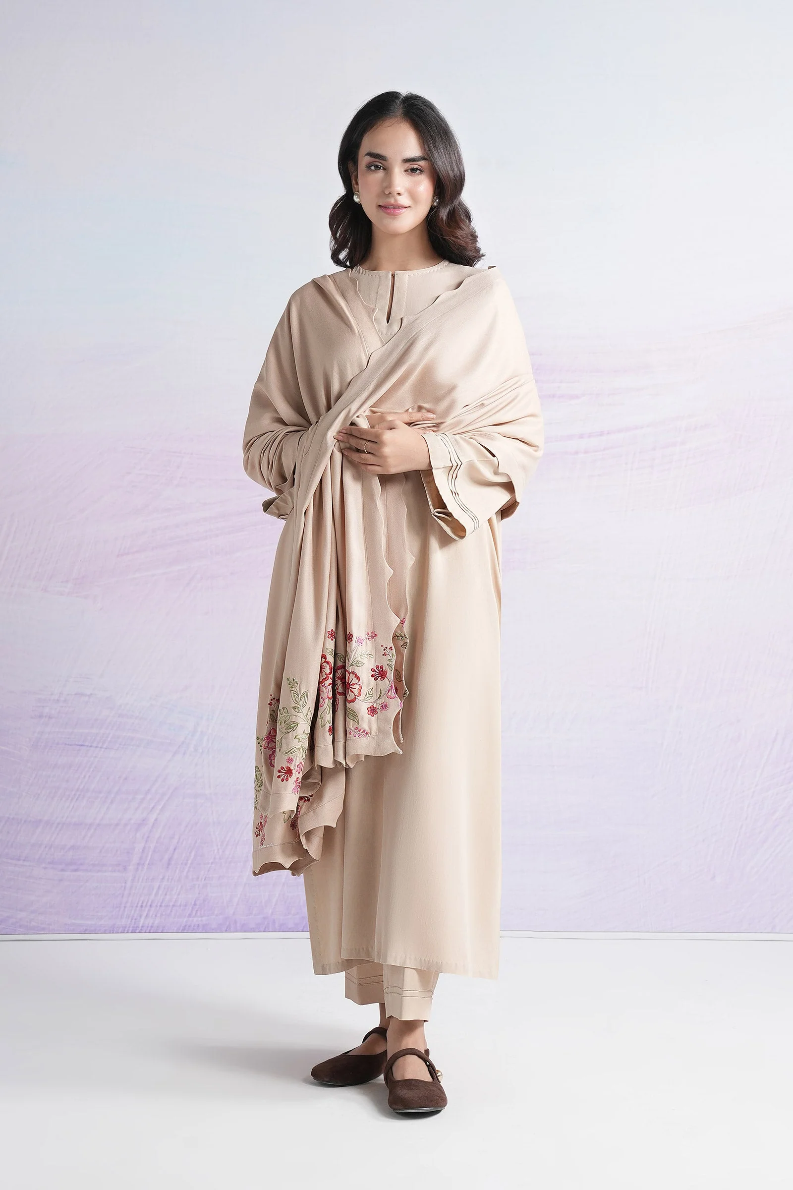 Embroidered Twill Shawl - Image 2