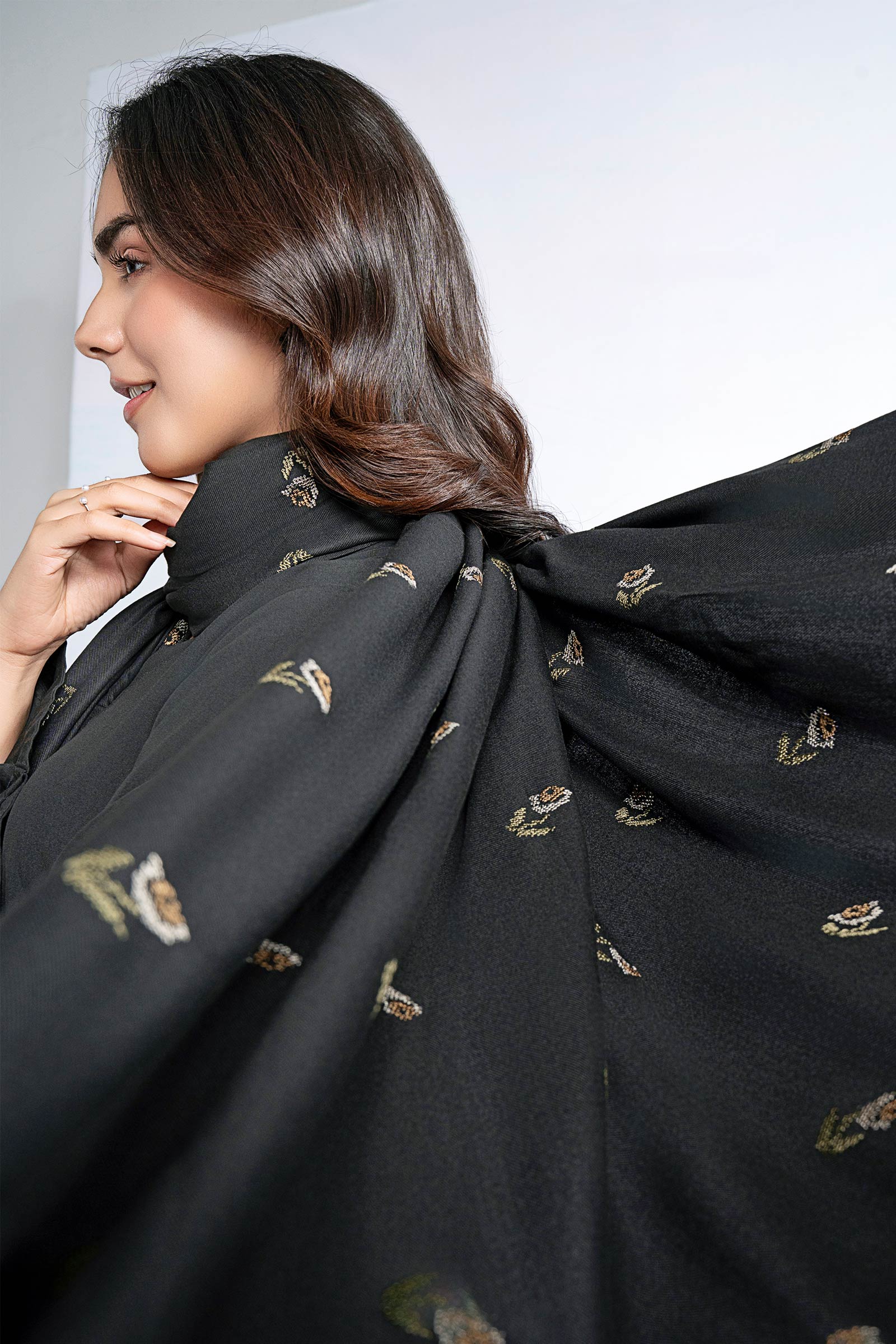 Embroidered Twill Shawl - Image 3