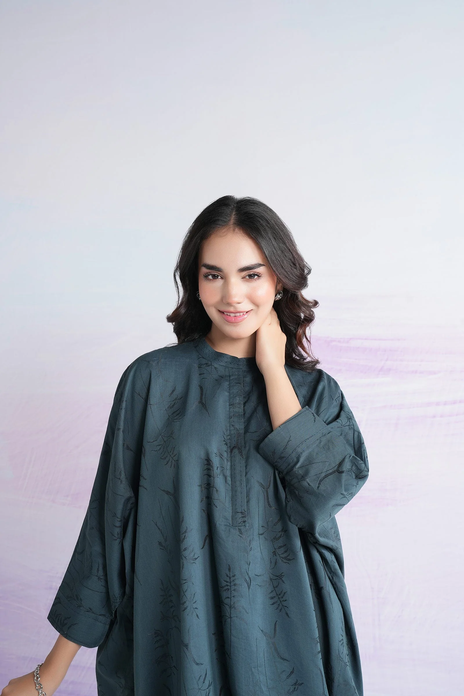 Dyed Self-Jacquard Viscose Shirt - Image 2