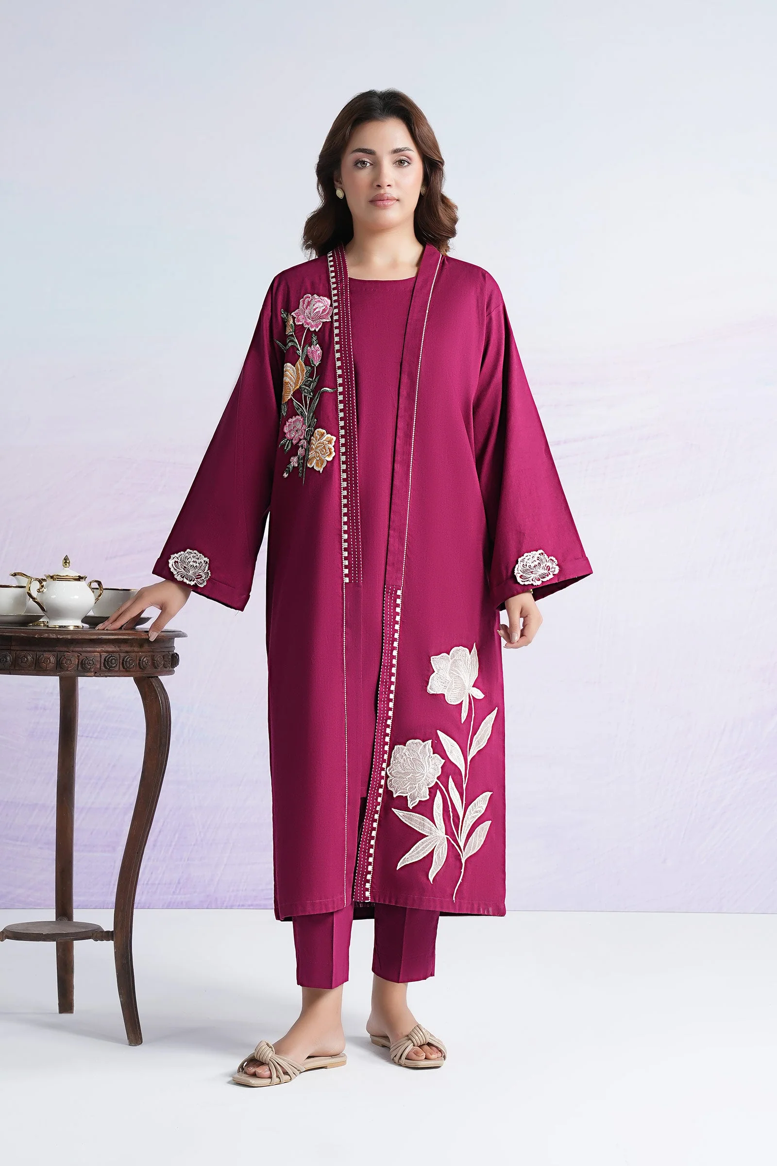 2 Pc Embroidered Crosshatch Suit - Image 2