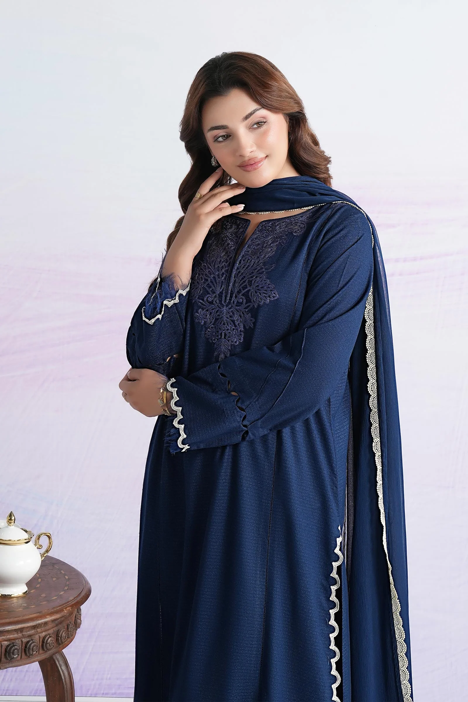 3 Pc Embroidered Rib Karandi Suit - Image 2