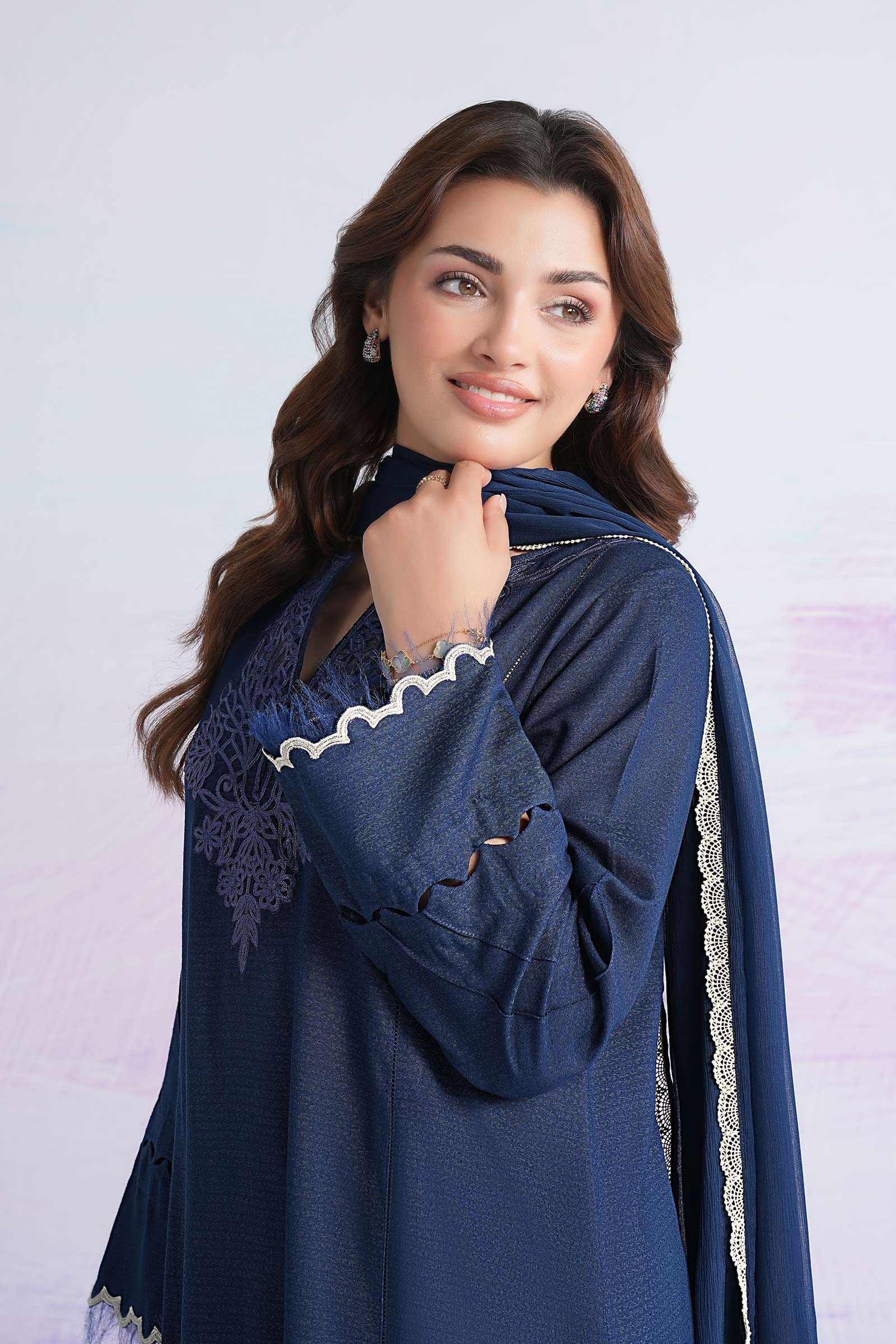 3 Pc Embroidered Rib Karandi Suit - Image 3