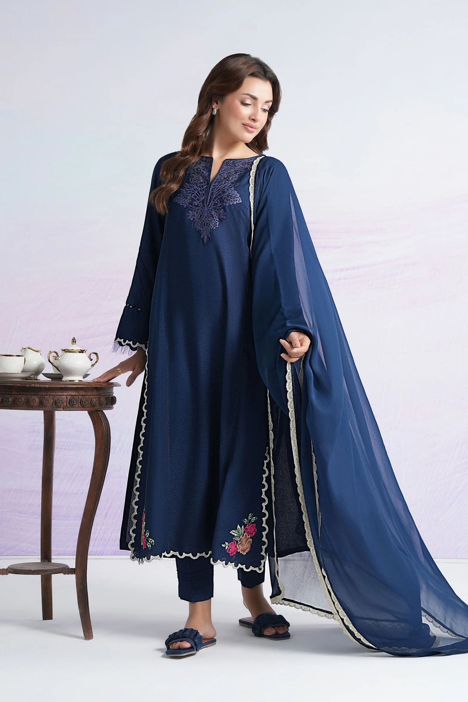 3 Pc Embroidered Rib Karandi Suit - Image 7