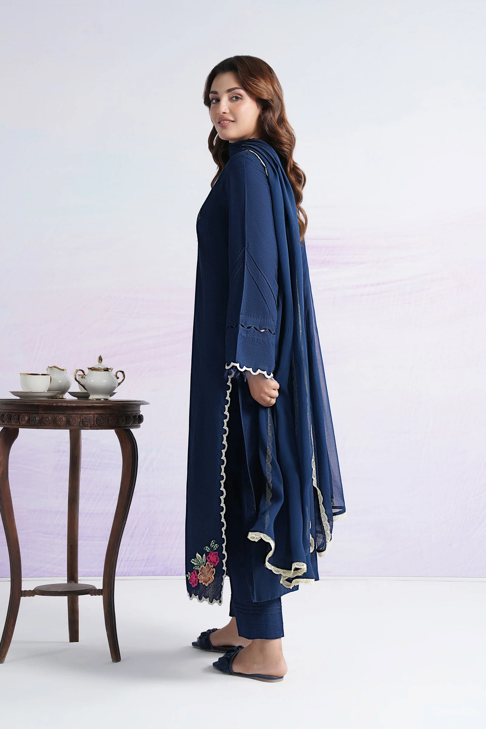 3 Pc Embroidered Rib Karandi Suit - Image 8
