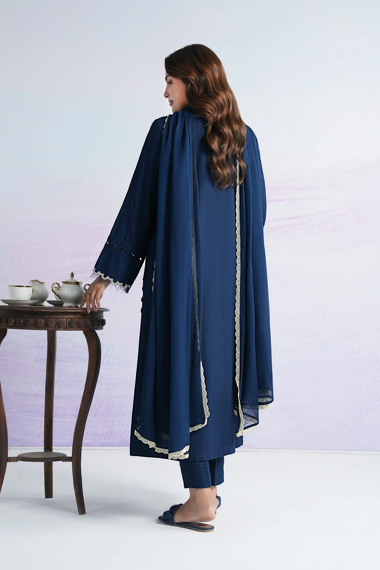 3 Pc Embroidered Rib Karandi Suit - Image 9